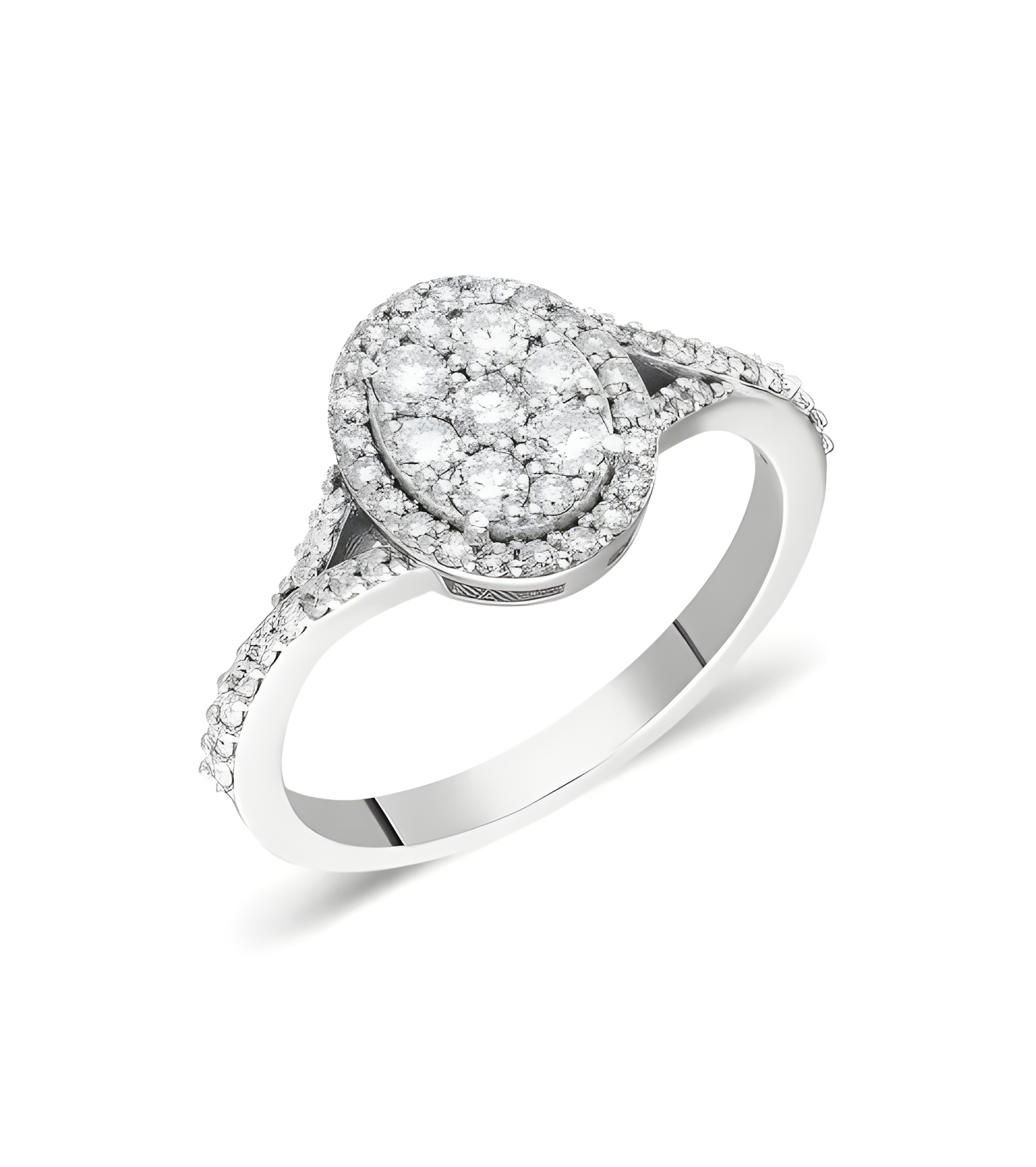 Anillos de compromiso de oro blanco con diamantes ovales | Staring