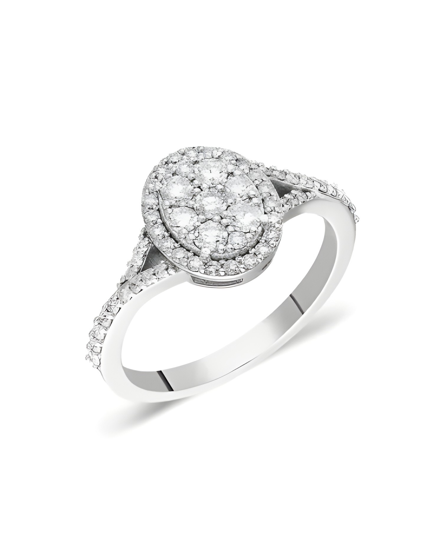 Anillos de compromiso de oro blanco con diamantes ovales | Staring