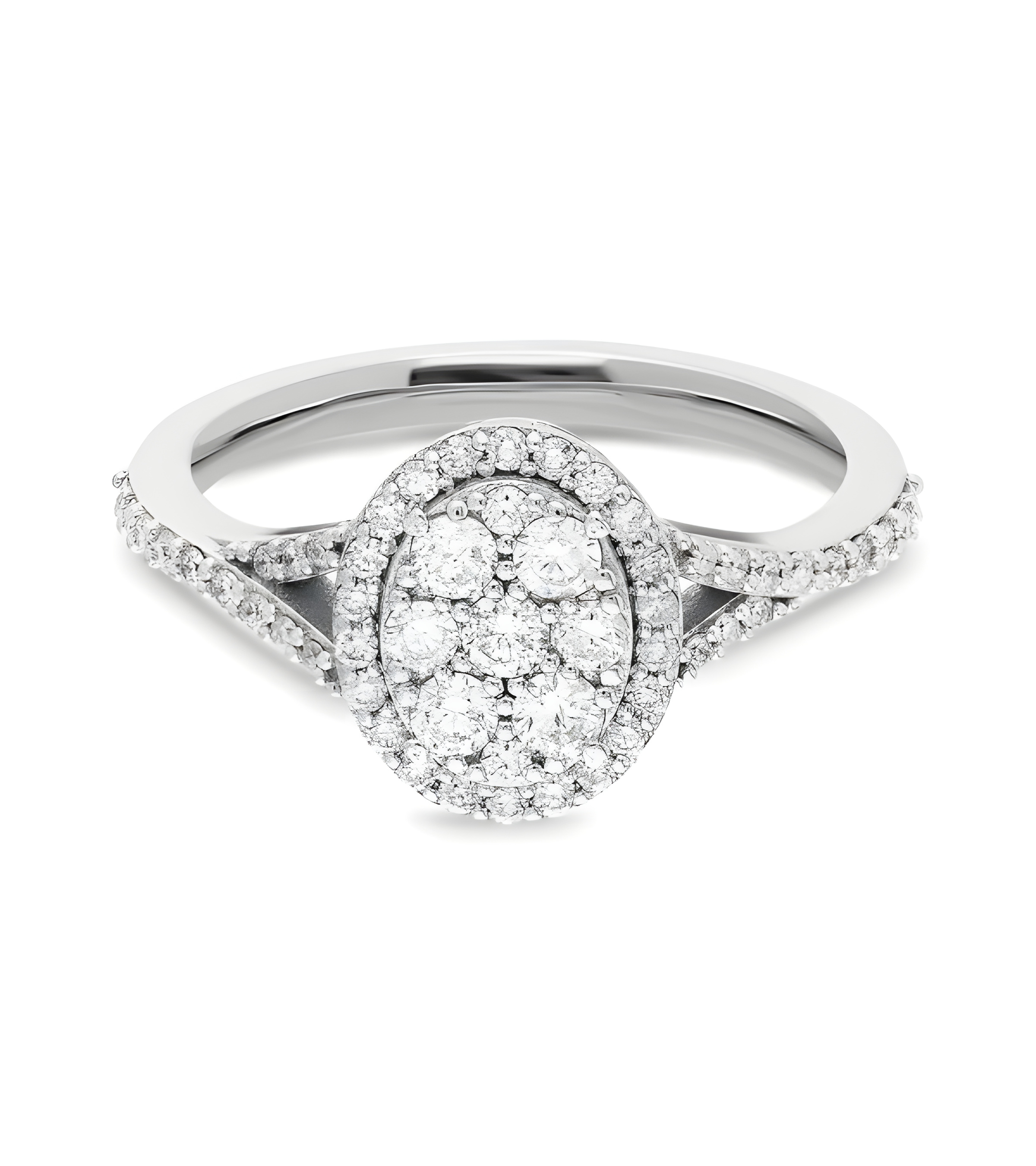 Anillos de compromiso de oro blanco con diamantes ovales | Staring