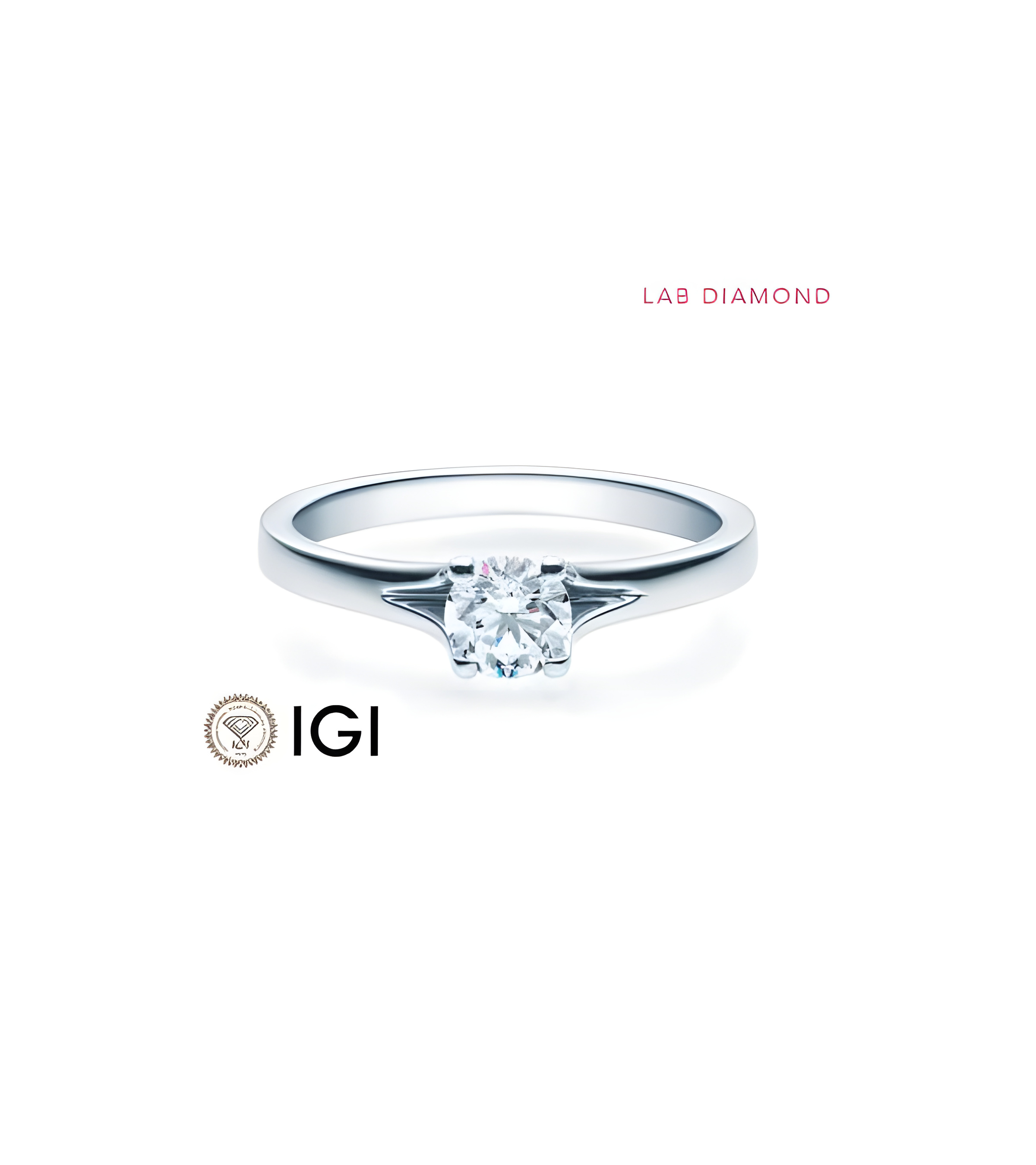 Anillo de compromiso solitario con un diamante artificial ético