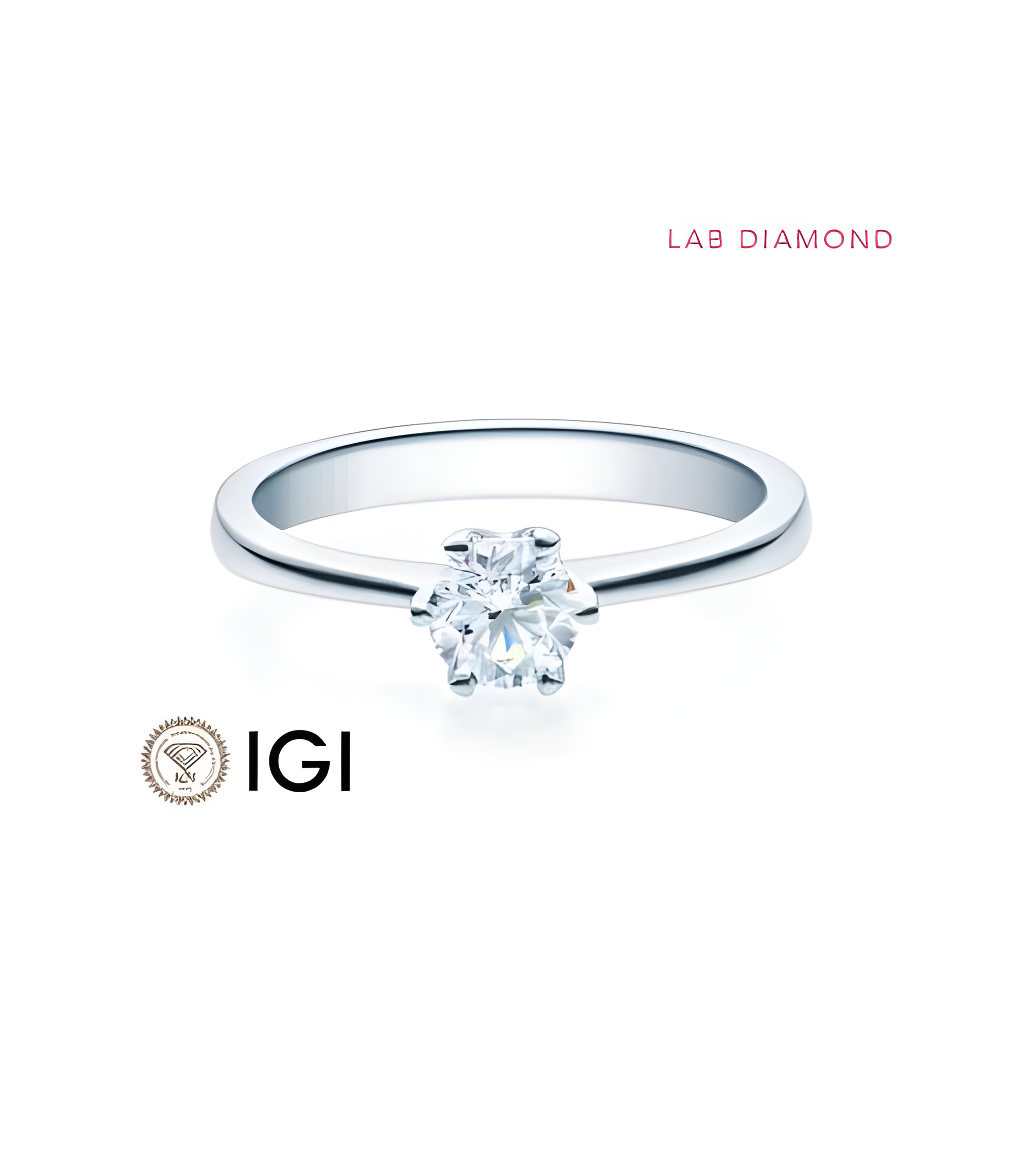 Clásico anillo de compromiso con diamante artificial de origen ético