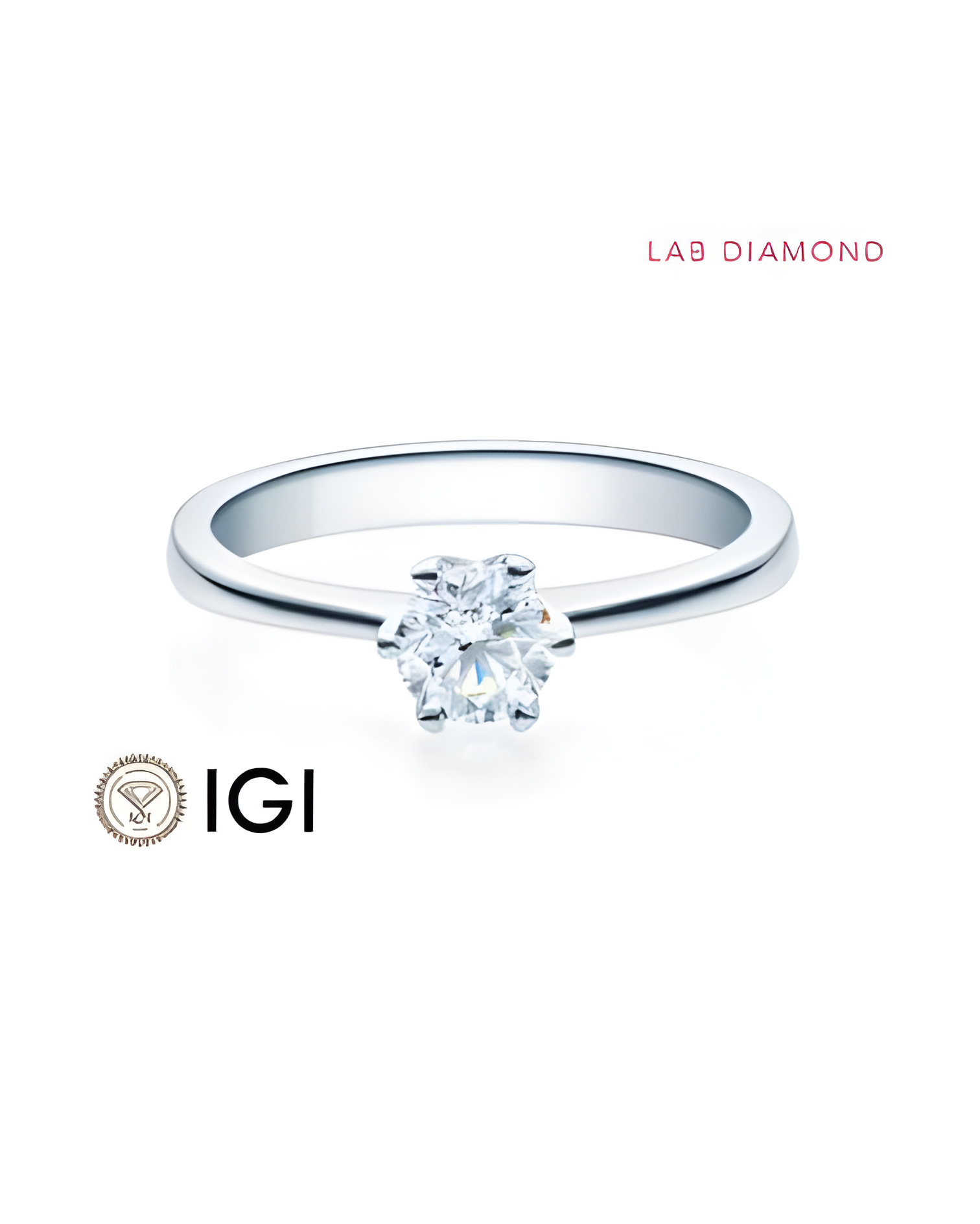 Clásico anillo de compromiso con diamante artificial de origen ético