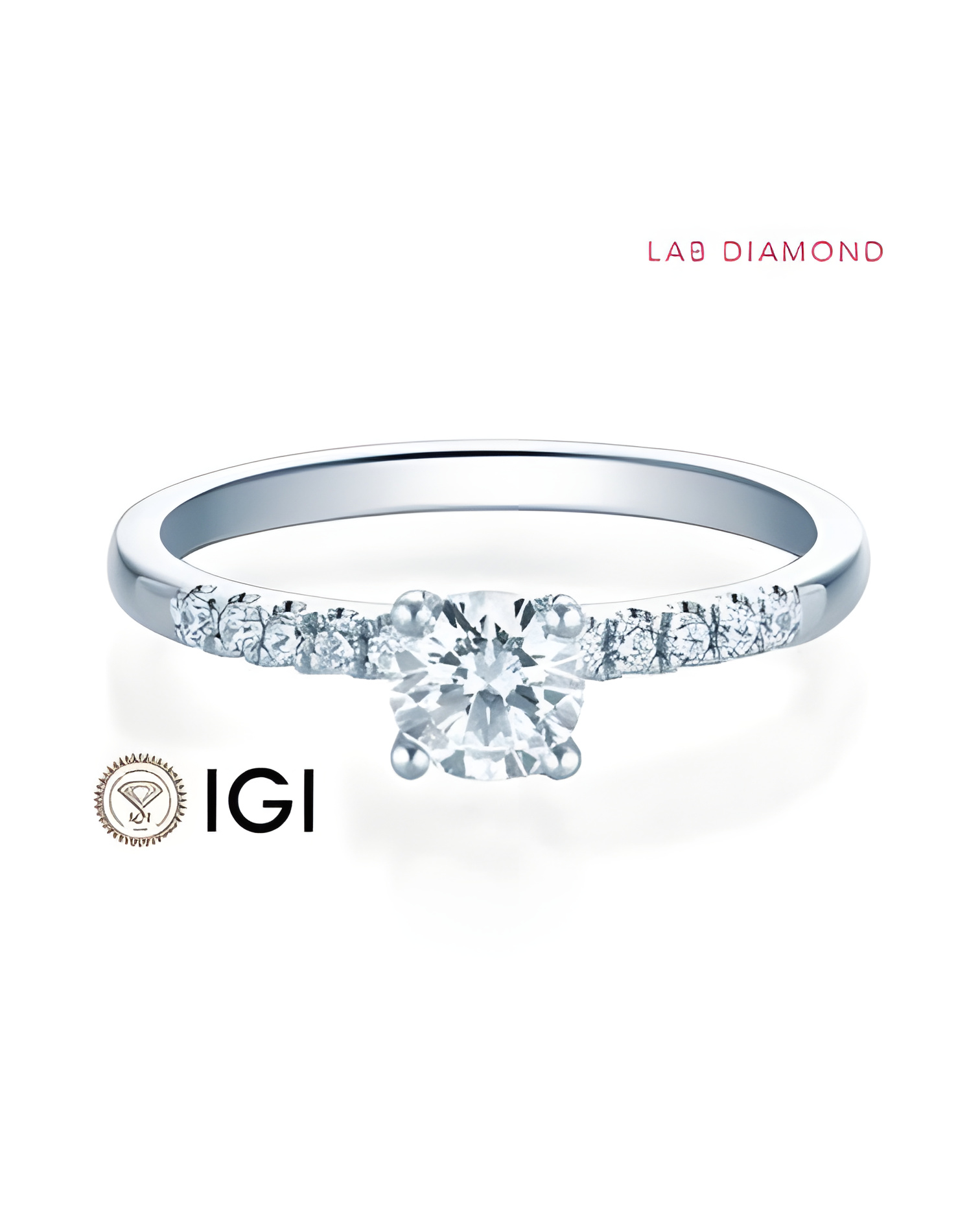 Anillos de compromiso pavé con diamantes artificiales de laboratorio