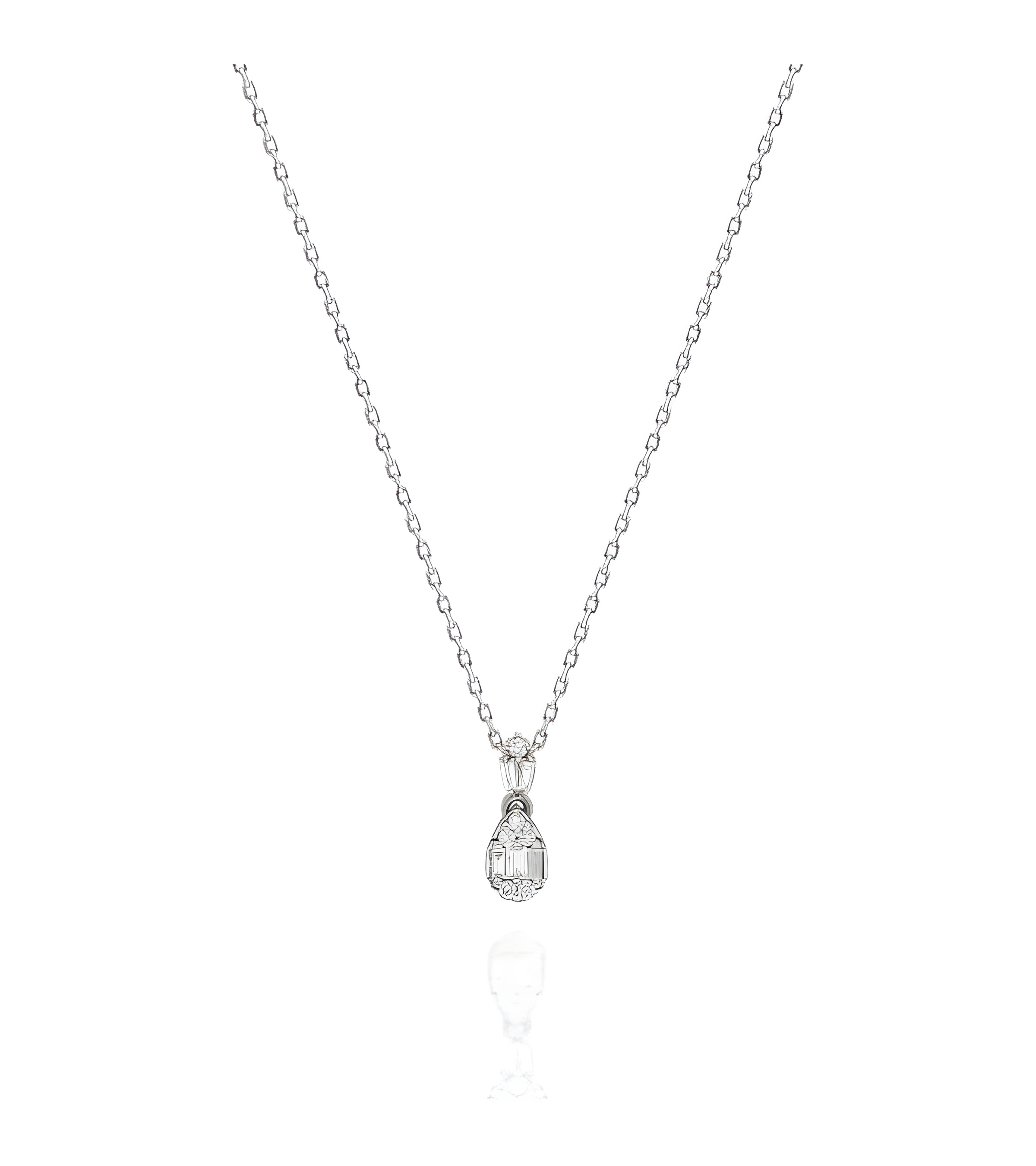 Collar de oro blanco 18k con diamantes en forma de lagrima | Staring