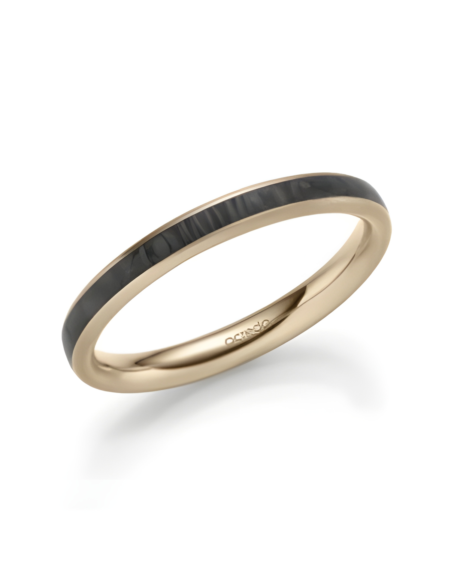 Anillo de pedida para hombre de oro rosa con carbono | Staring