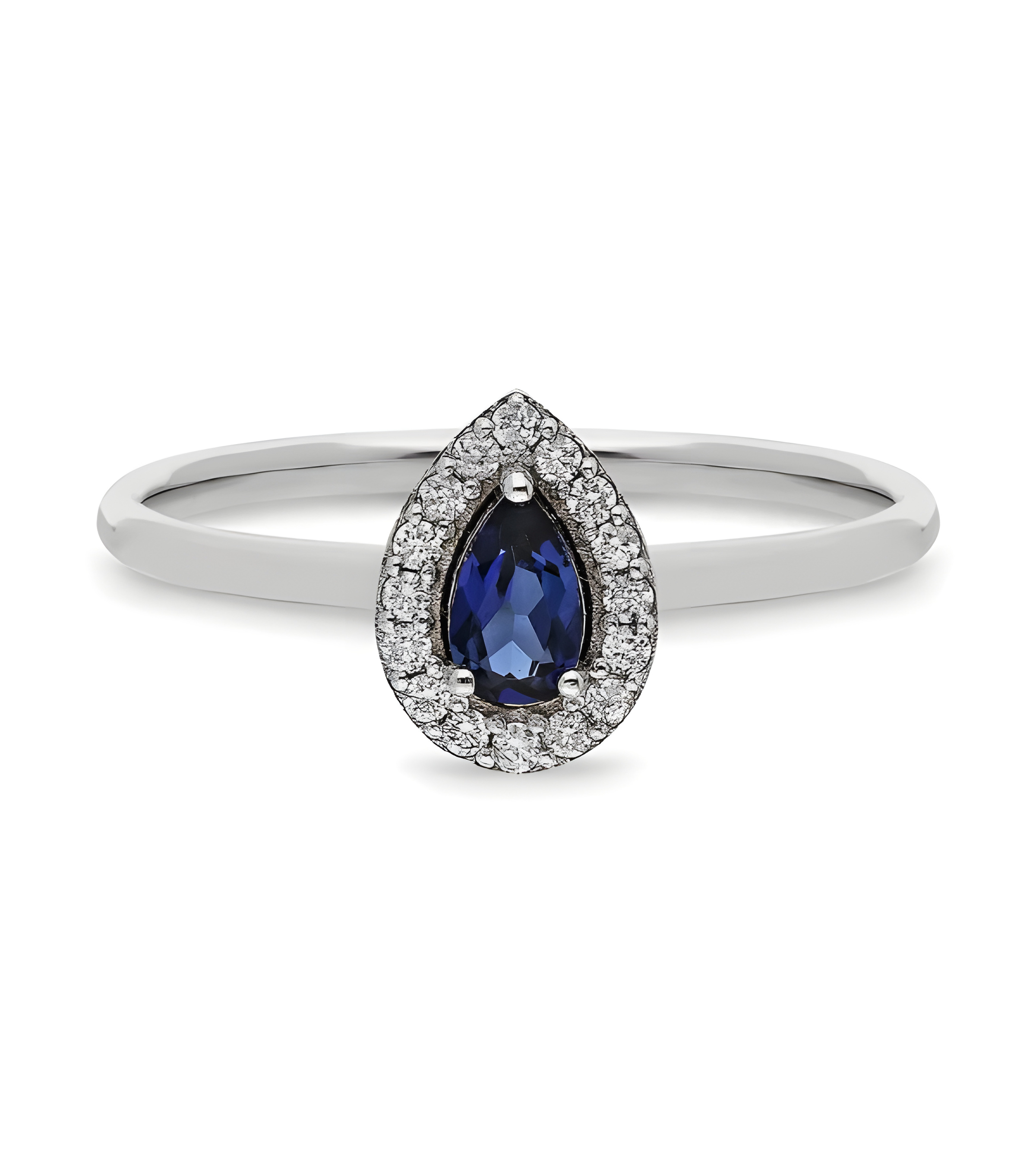 Sortija de oro con un zafiro y diamantes alrededor | Staring