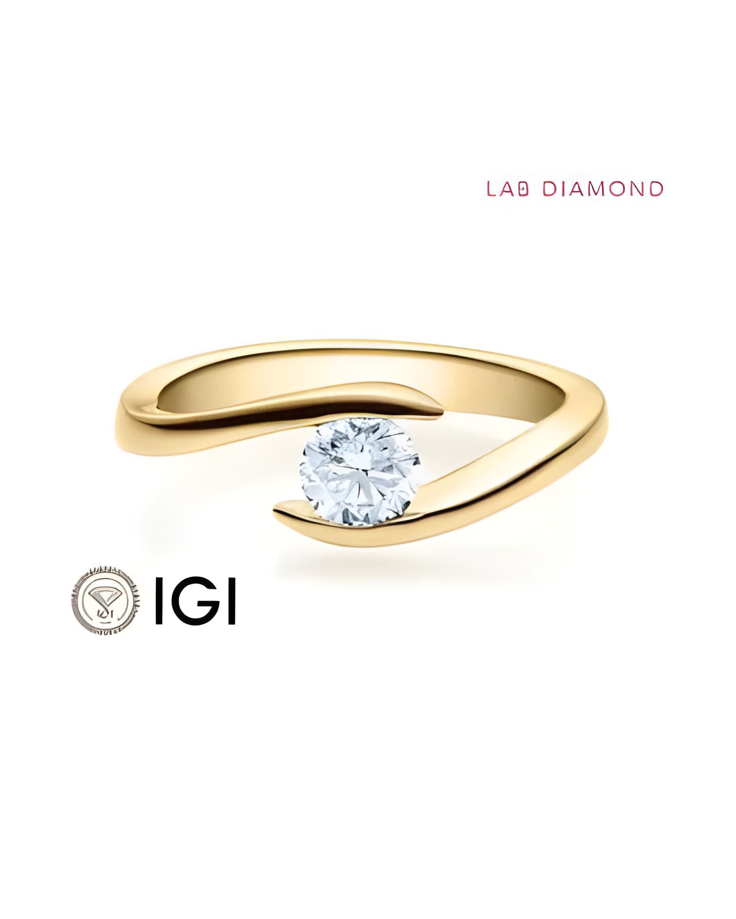 Anillo de compromiso original con un diamante artificial ético