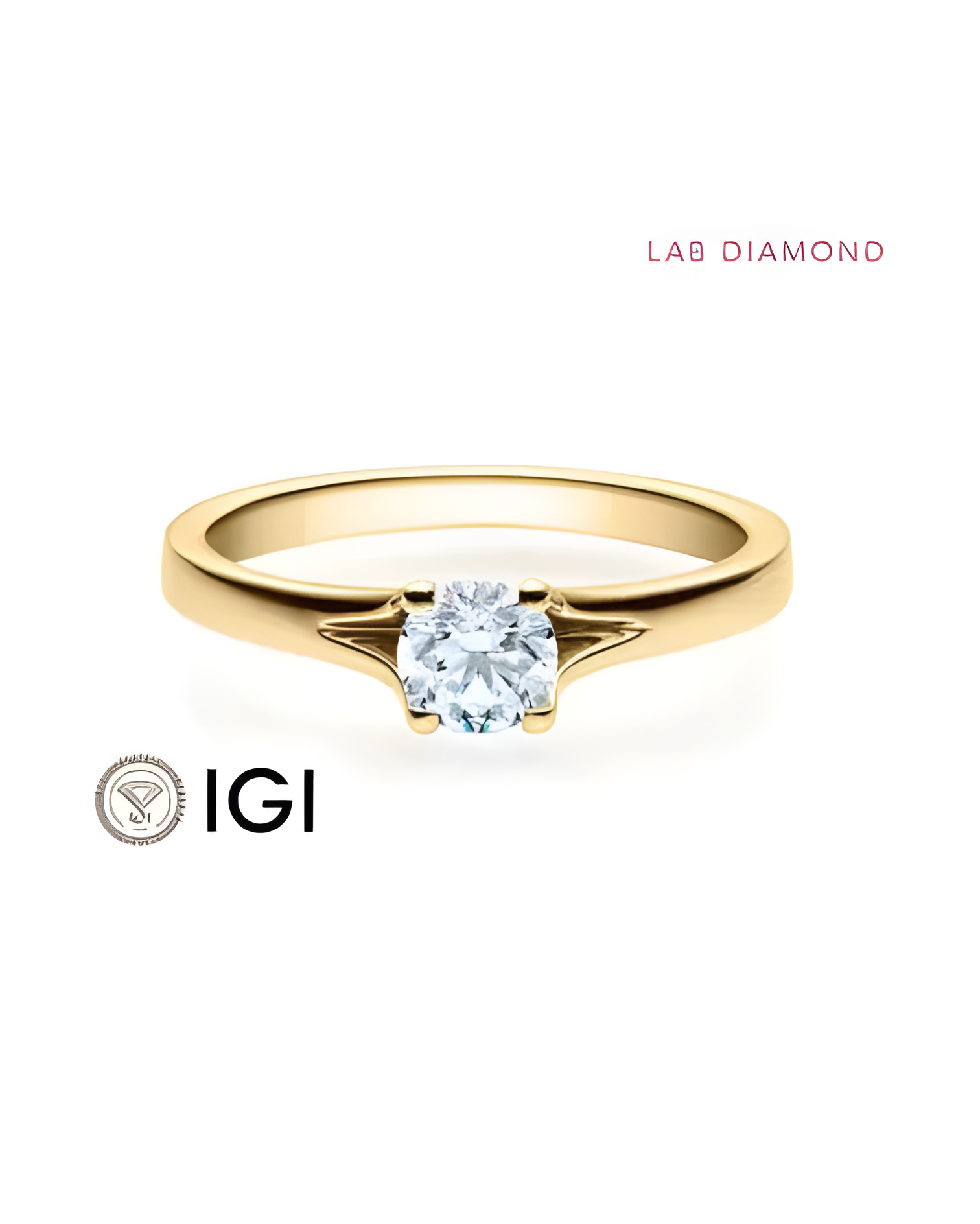 Anillo de compromiso solitario con un diamante artificial ético