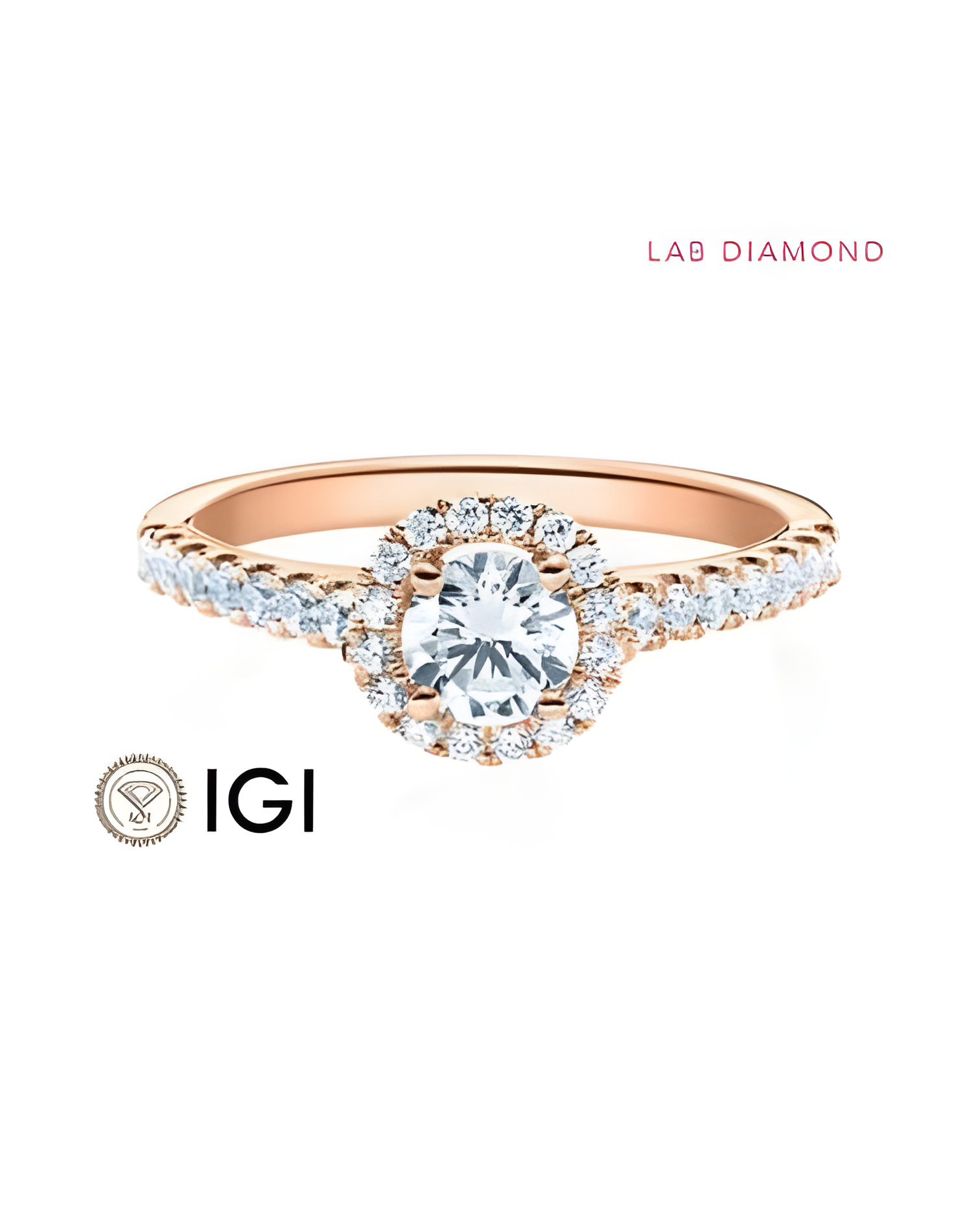 Anillo de compromiso hallo diamantes de laboratorio | Staring