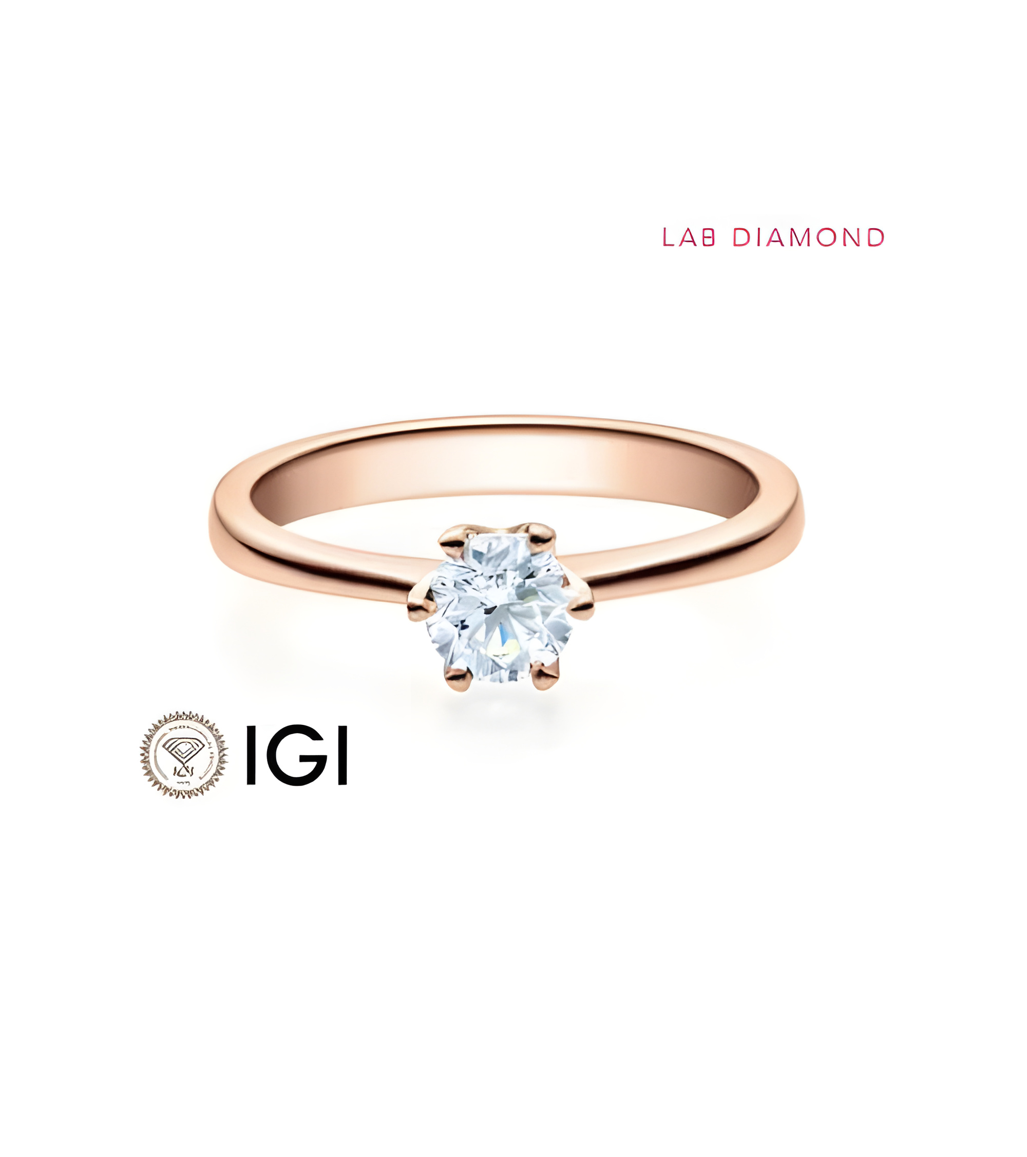 Rose gold engagement ring with synthetic diamond | Staring