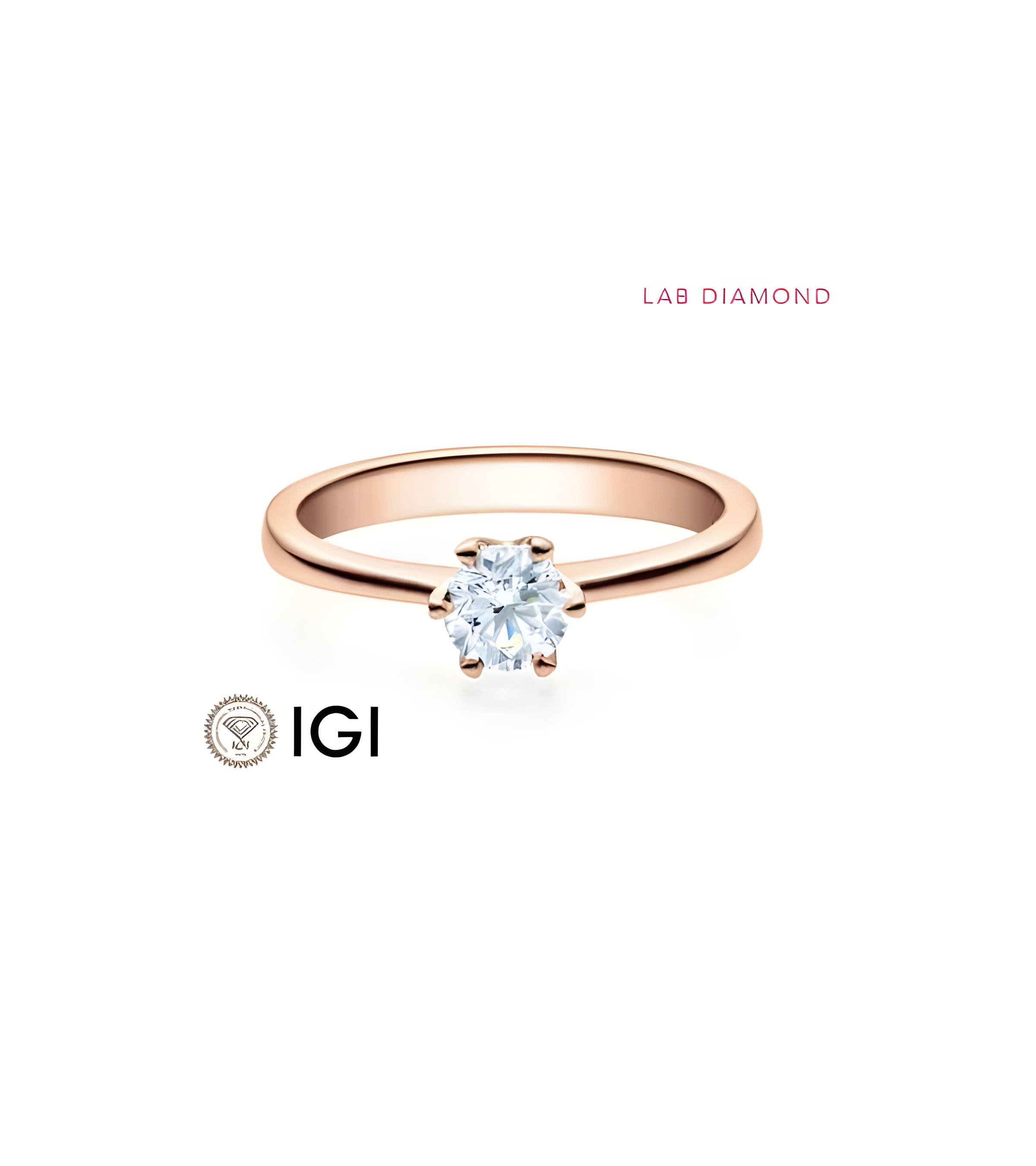 Rose gold engagement ring with synthetic diamond | Staring