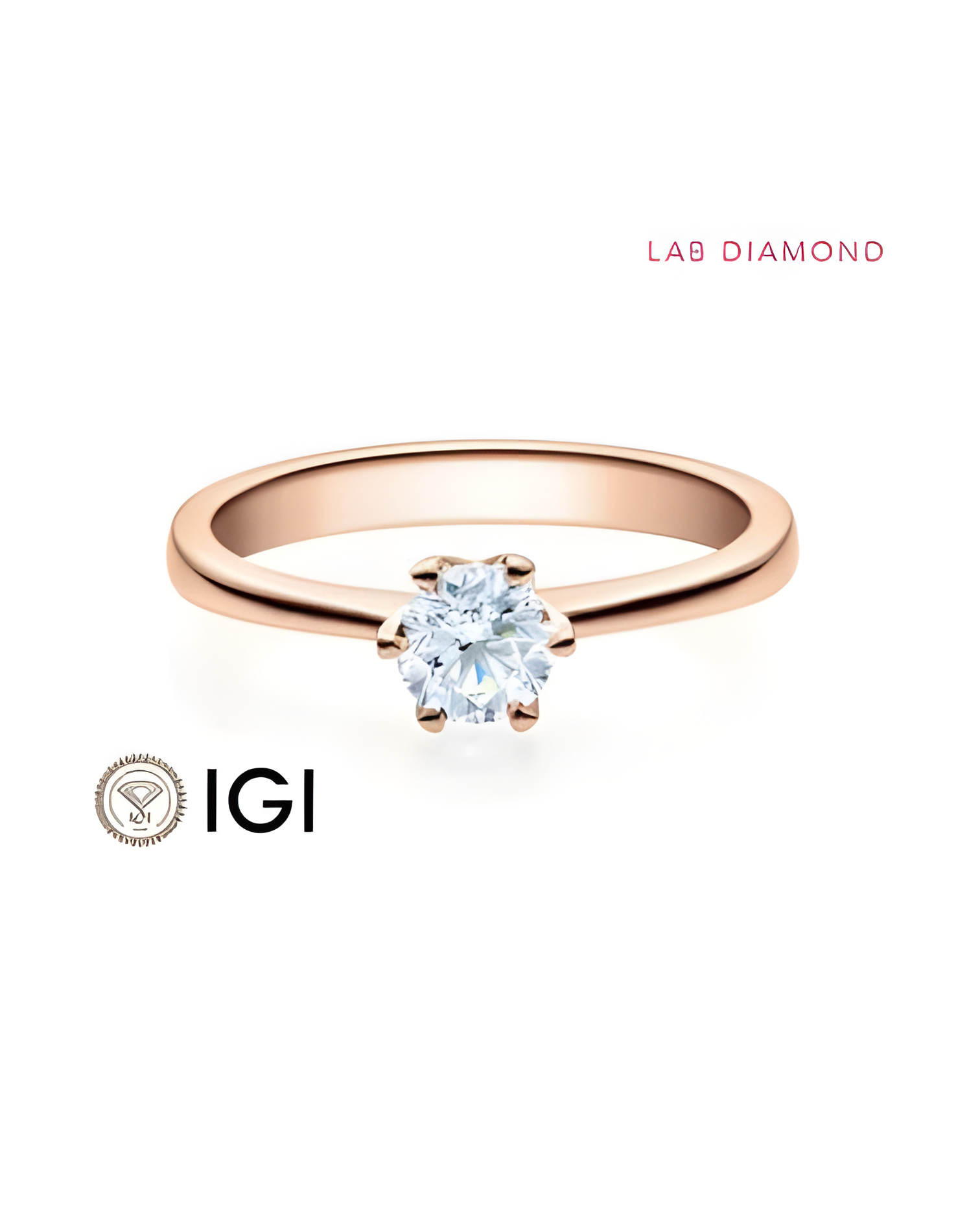 Rose gold engagement ring with synthetic diamond | Staring