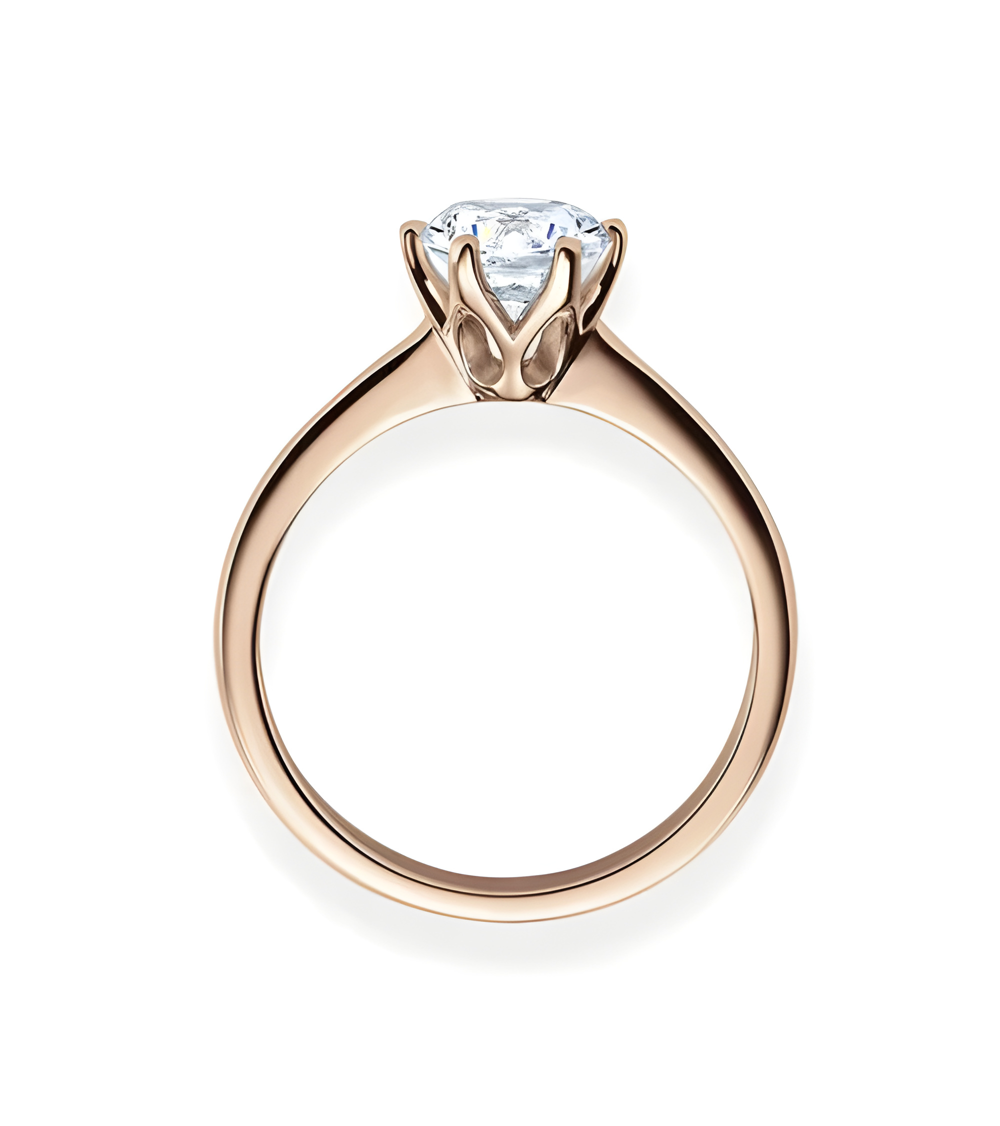 Rose gold engagement ring with synthetic diamond | Staring