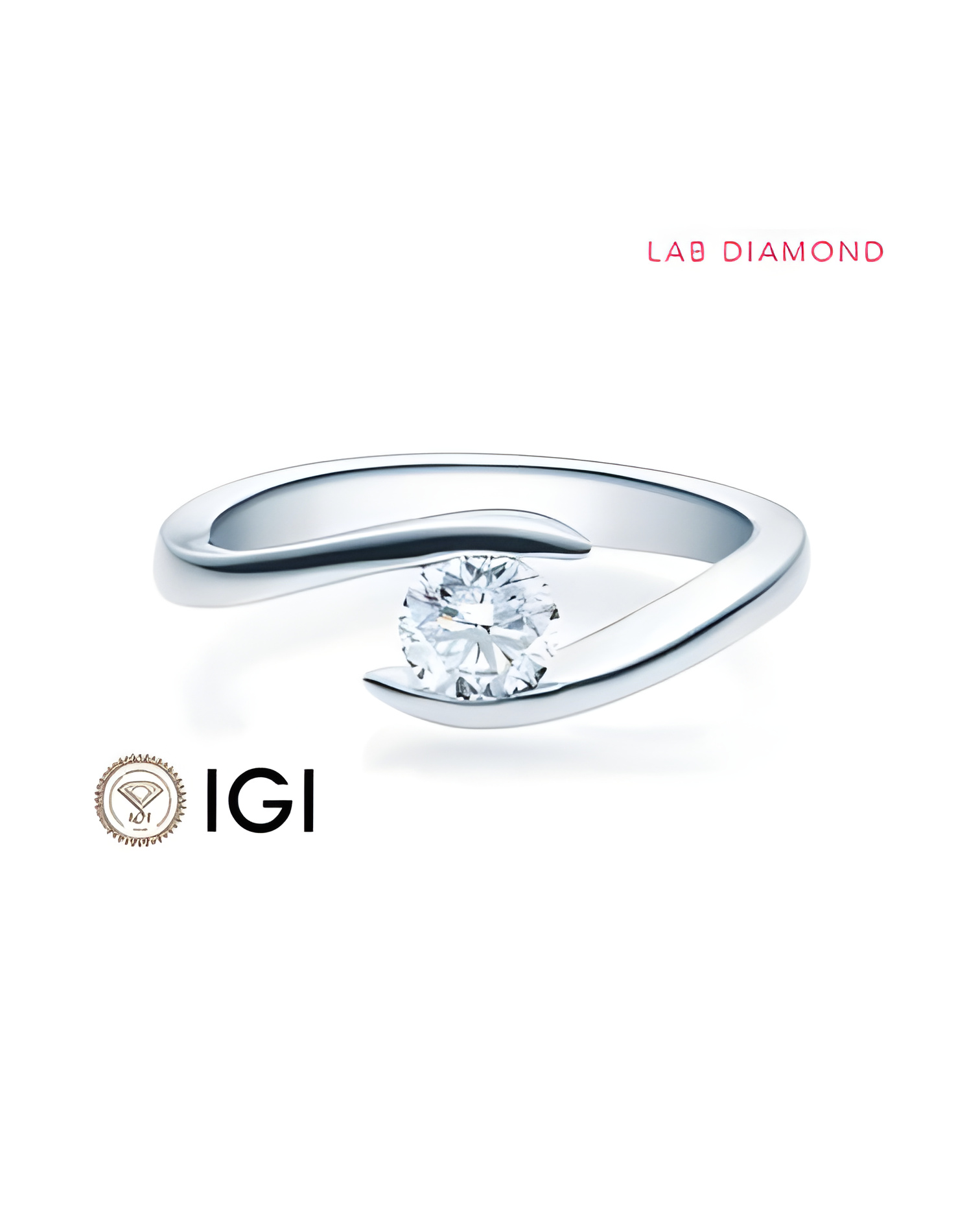 Anillo de compromiso solitario con diamante de laboratorio | Staring