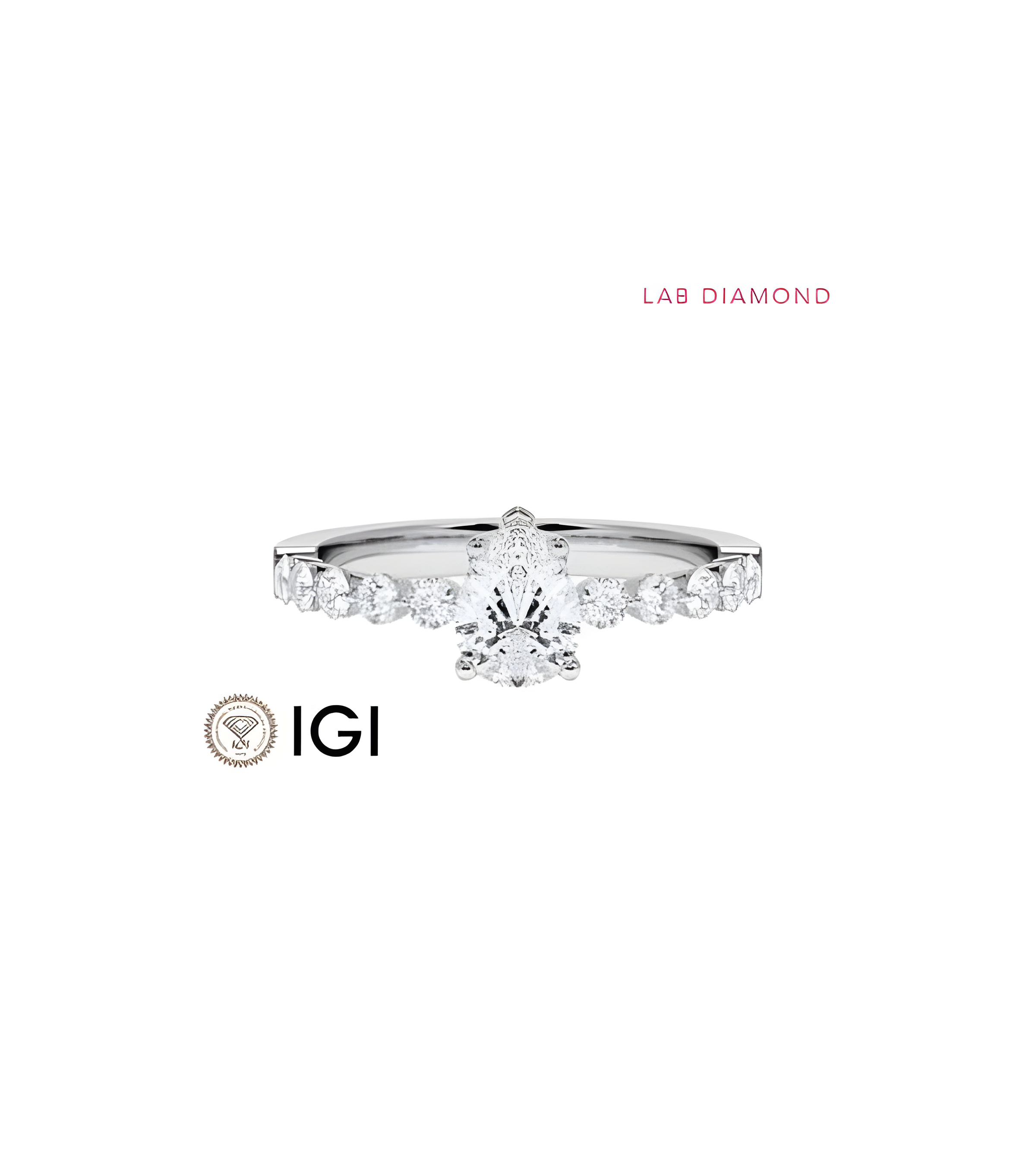 Anillo de compromiso con diamante de laboratorio lágrima | Staring