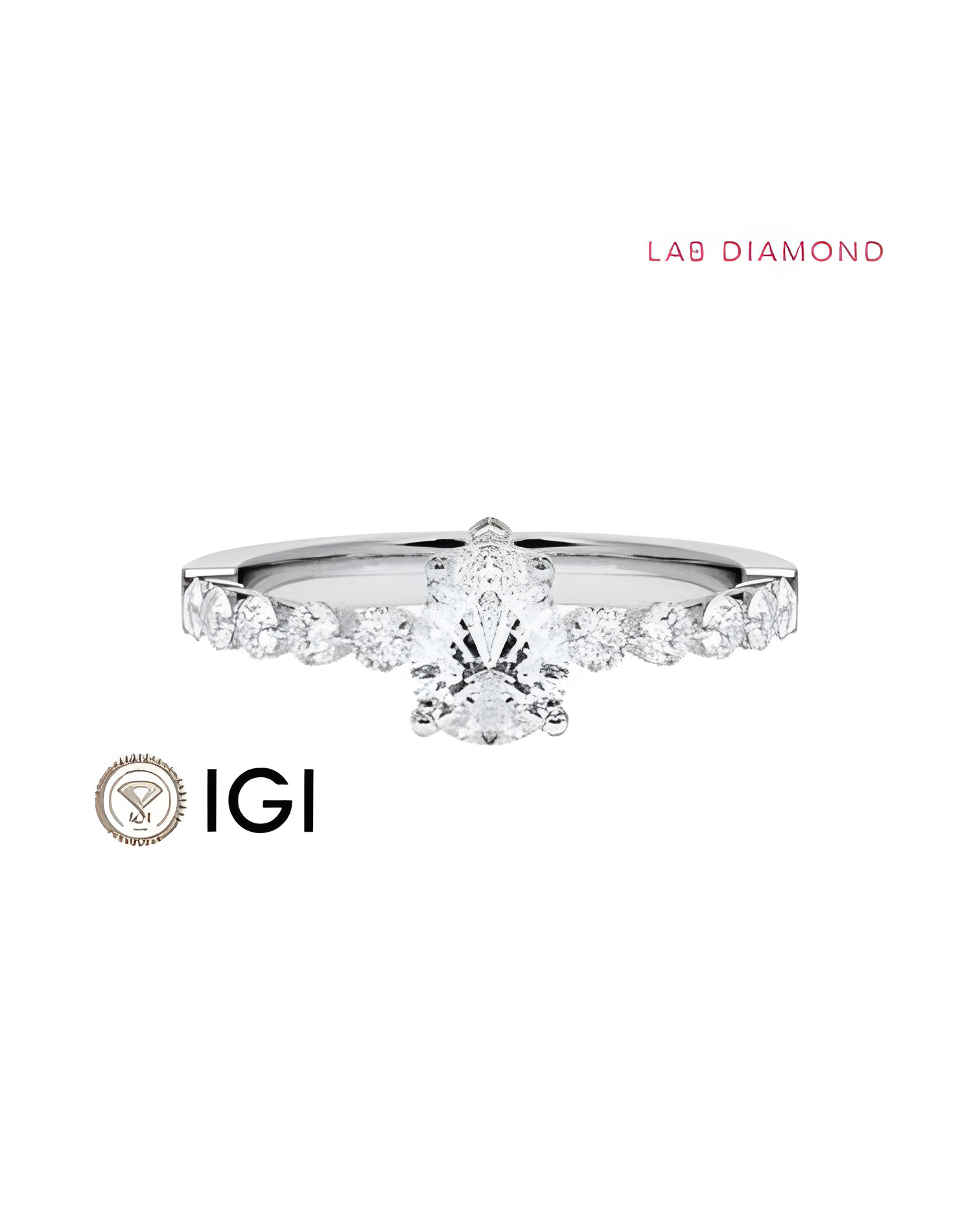 Anillo de compromiso con diamante de laboratorio lágrima | Staring