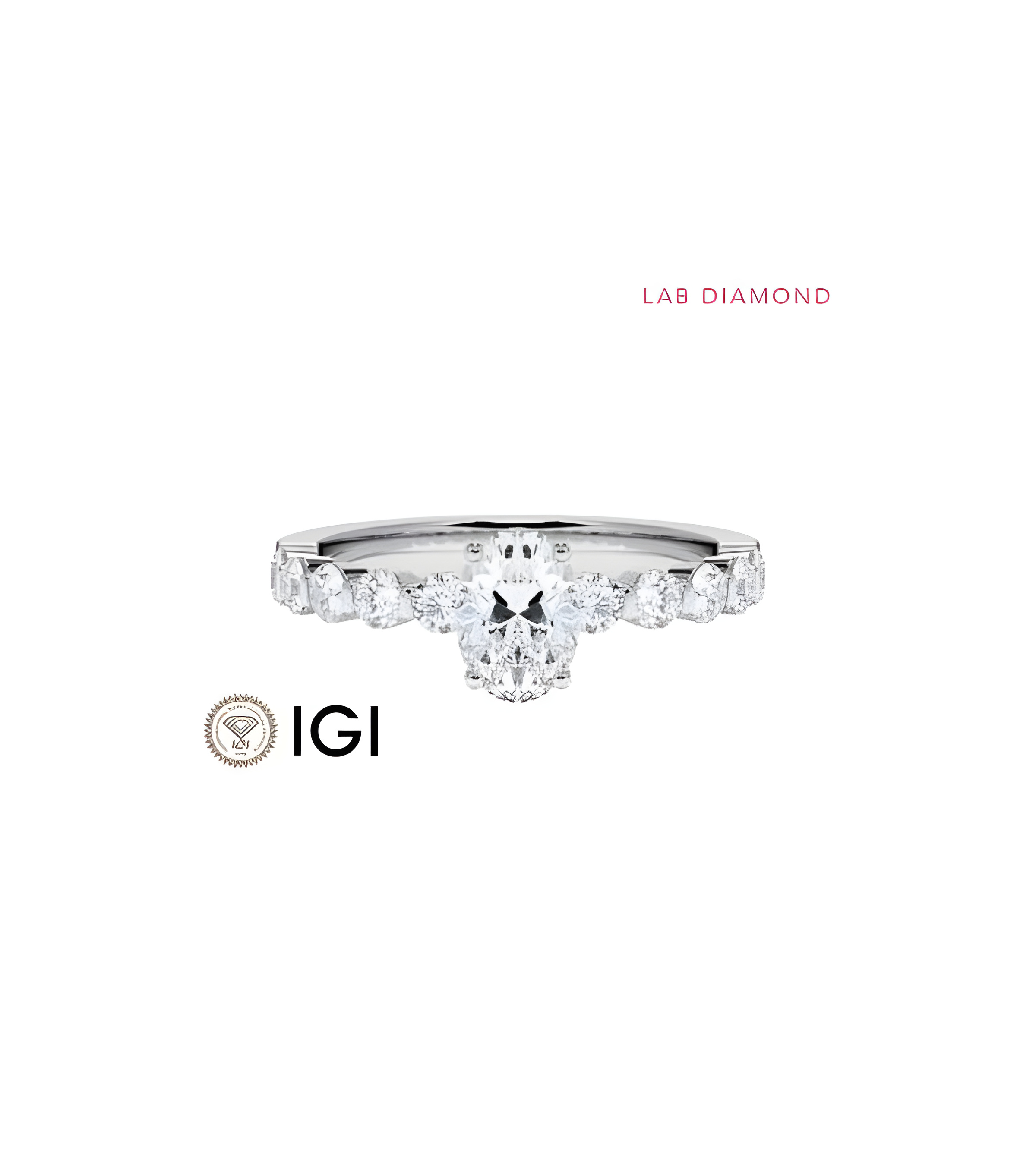 Anillo de compromiso con diamante de laboratorio oval | Staring