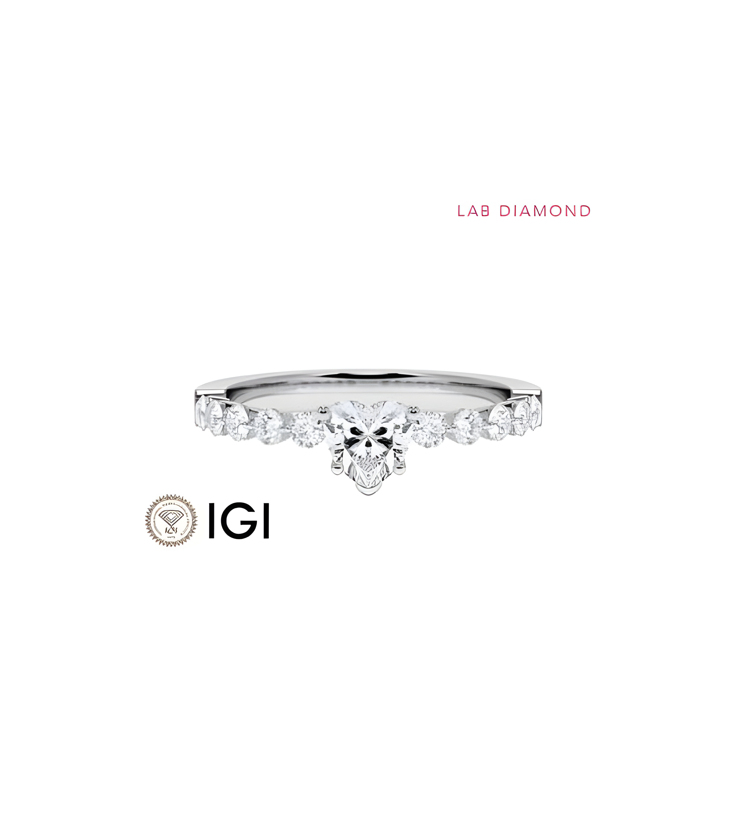 Anillo de compromiso con diamante de laboratorio corazón | Staring