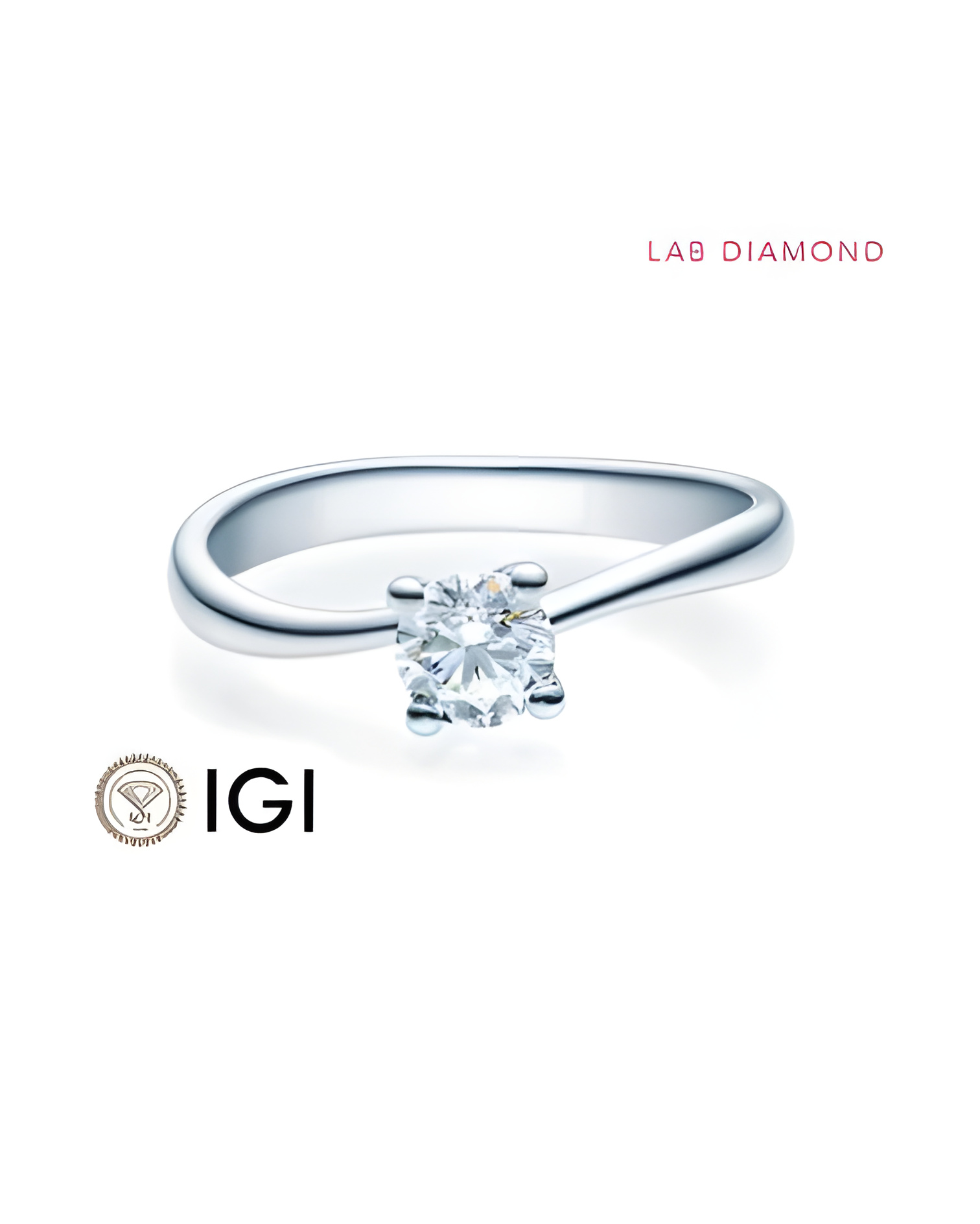 Original anillo de compromiso solitario con diamante artificial