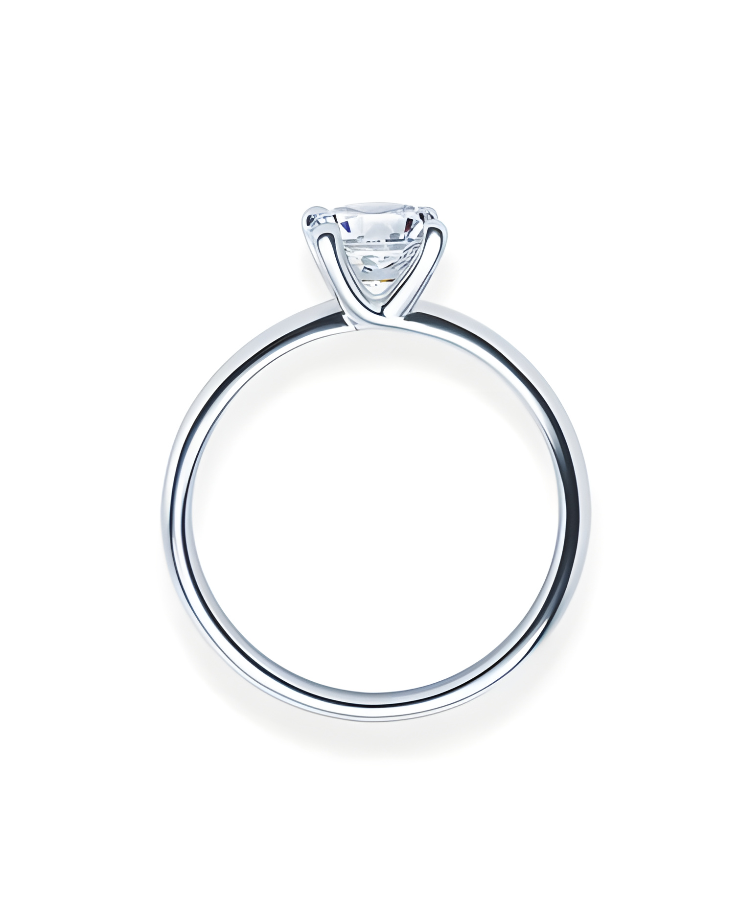 Original anillo de compromiso solitario con diamante artificial