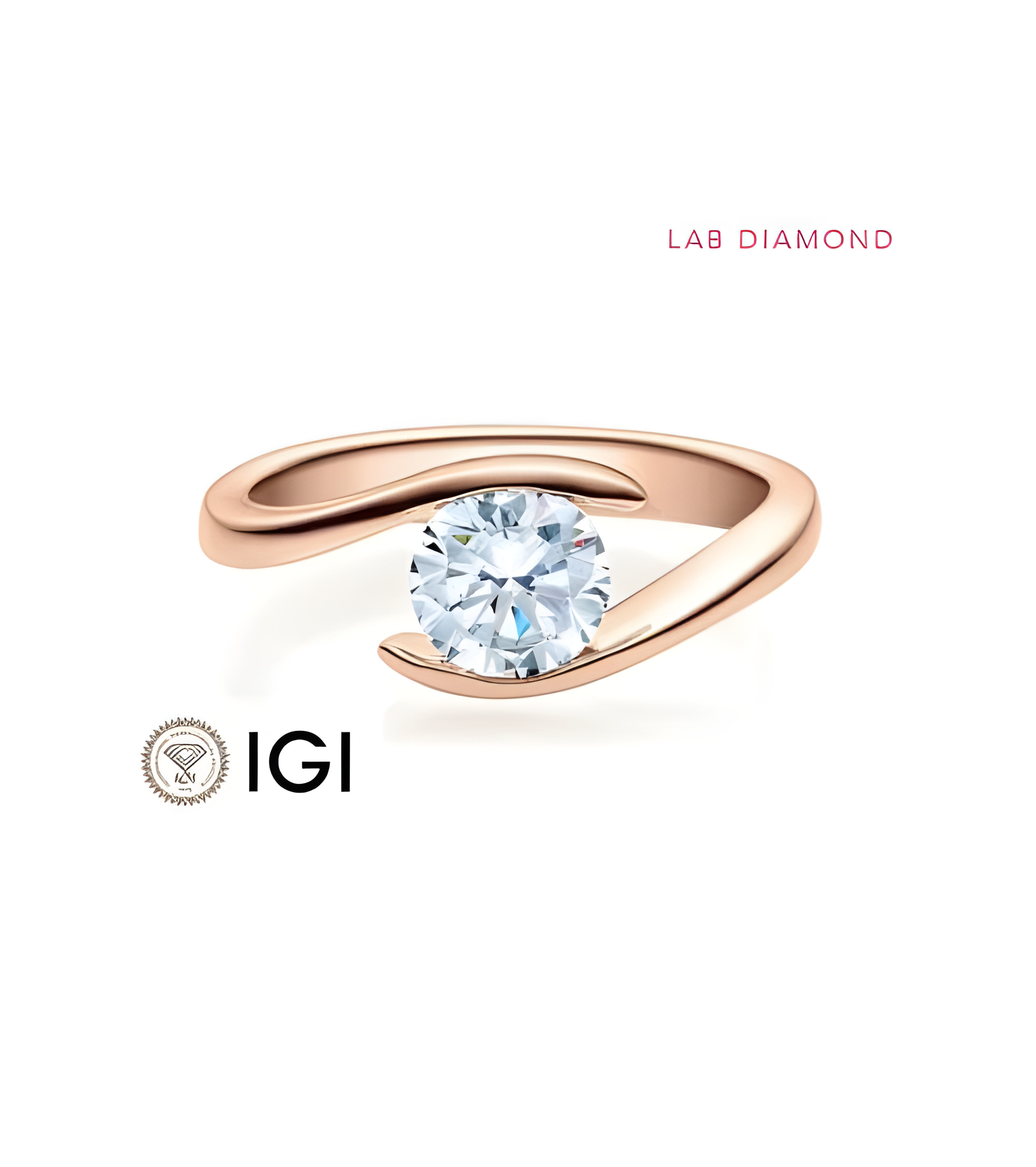 Anillo de compromiso de oro rosa con diamante artificial | Staring