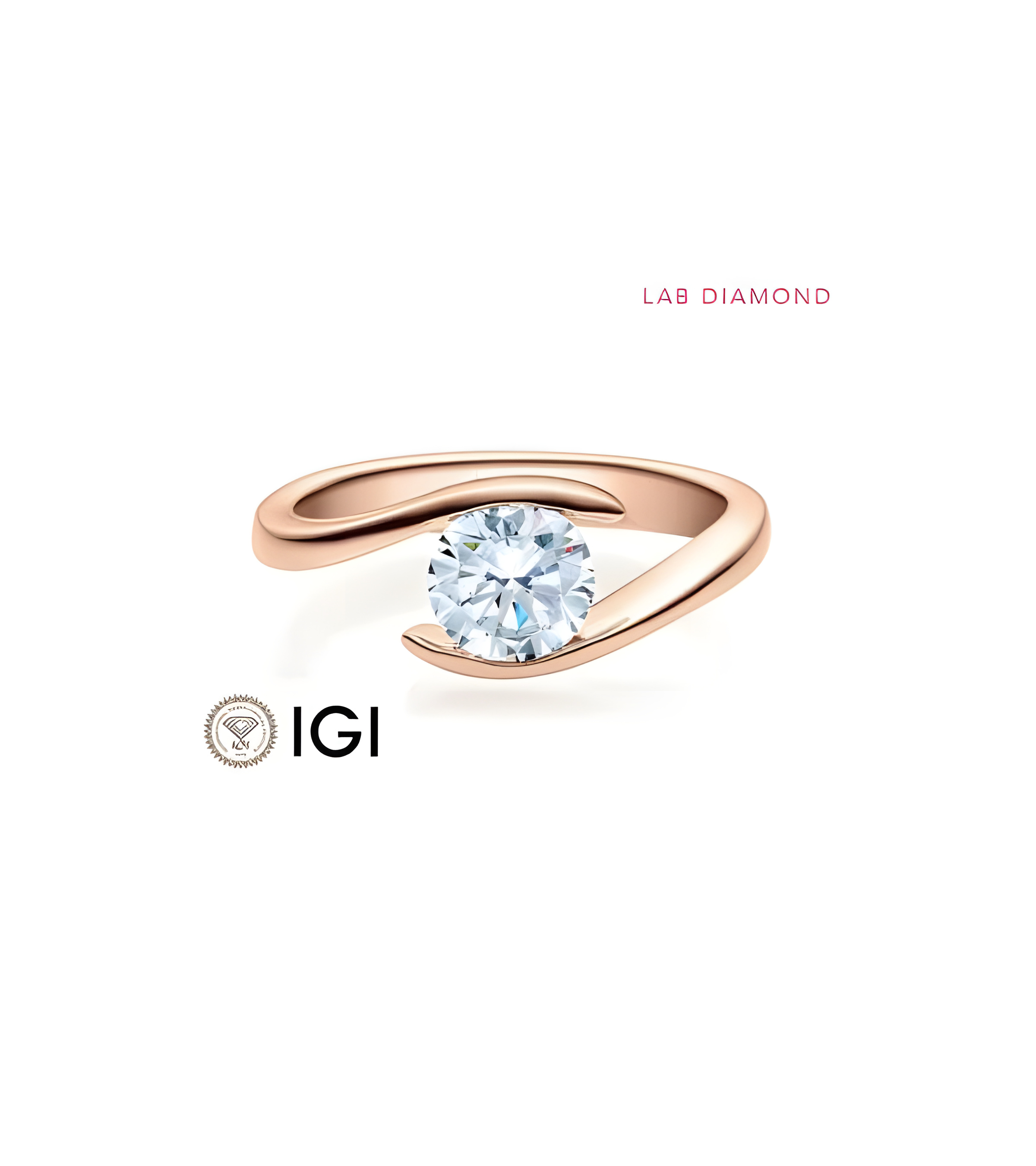 Anillo de compromiso de oro rosa con diamante artificial | Staring