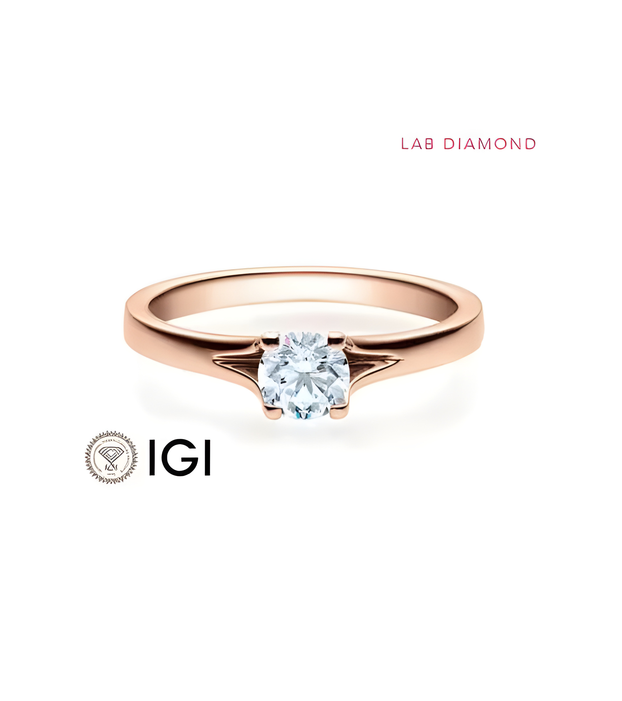 Anillo de compromiso solitario con un diamante artificial ético