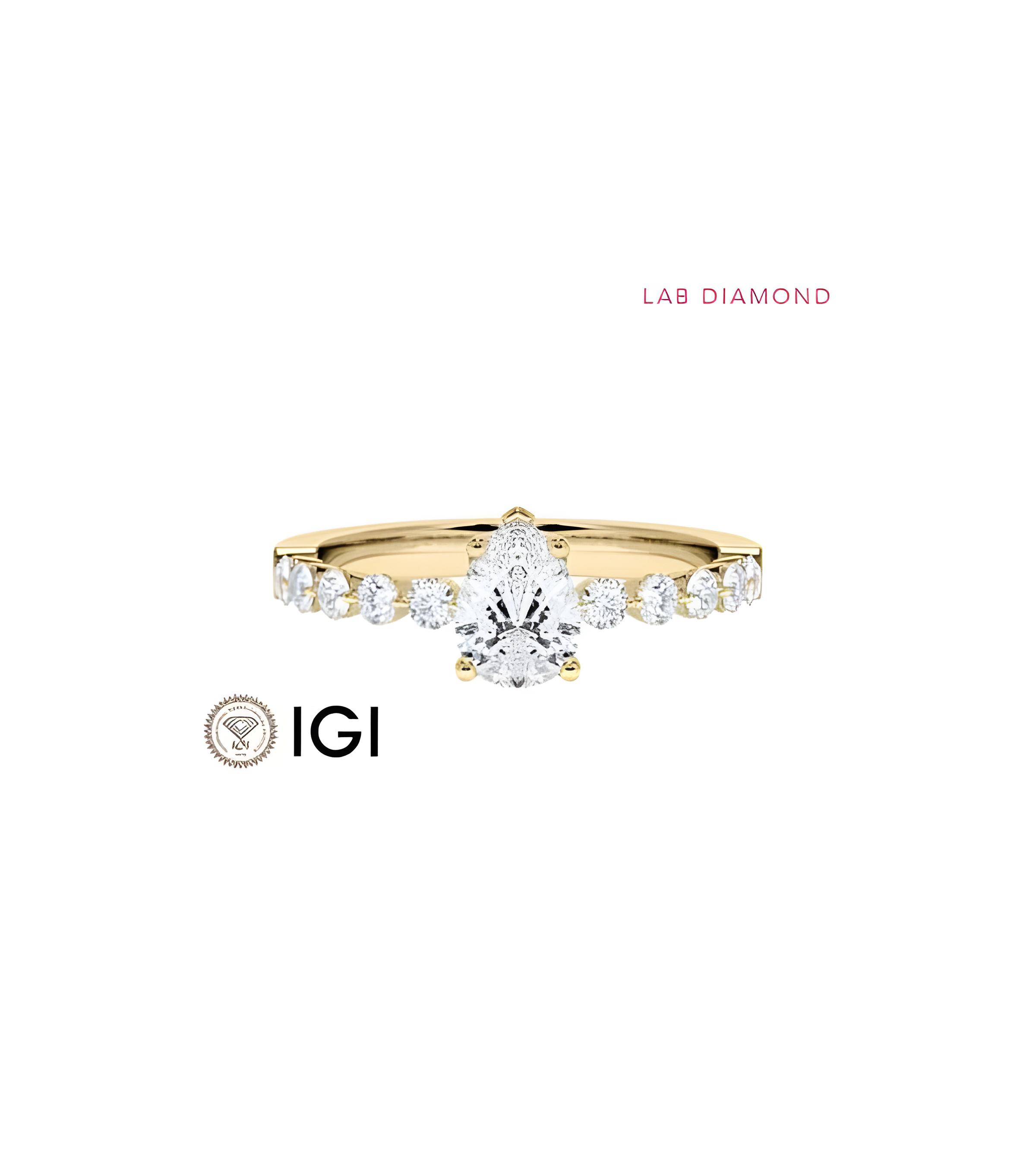 Anillo de compromiso con diamante de laboratorio lágrima | Staring