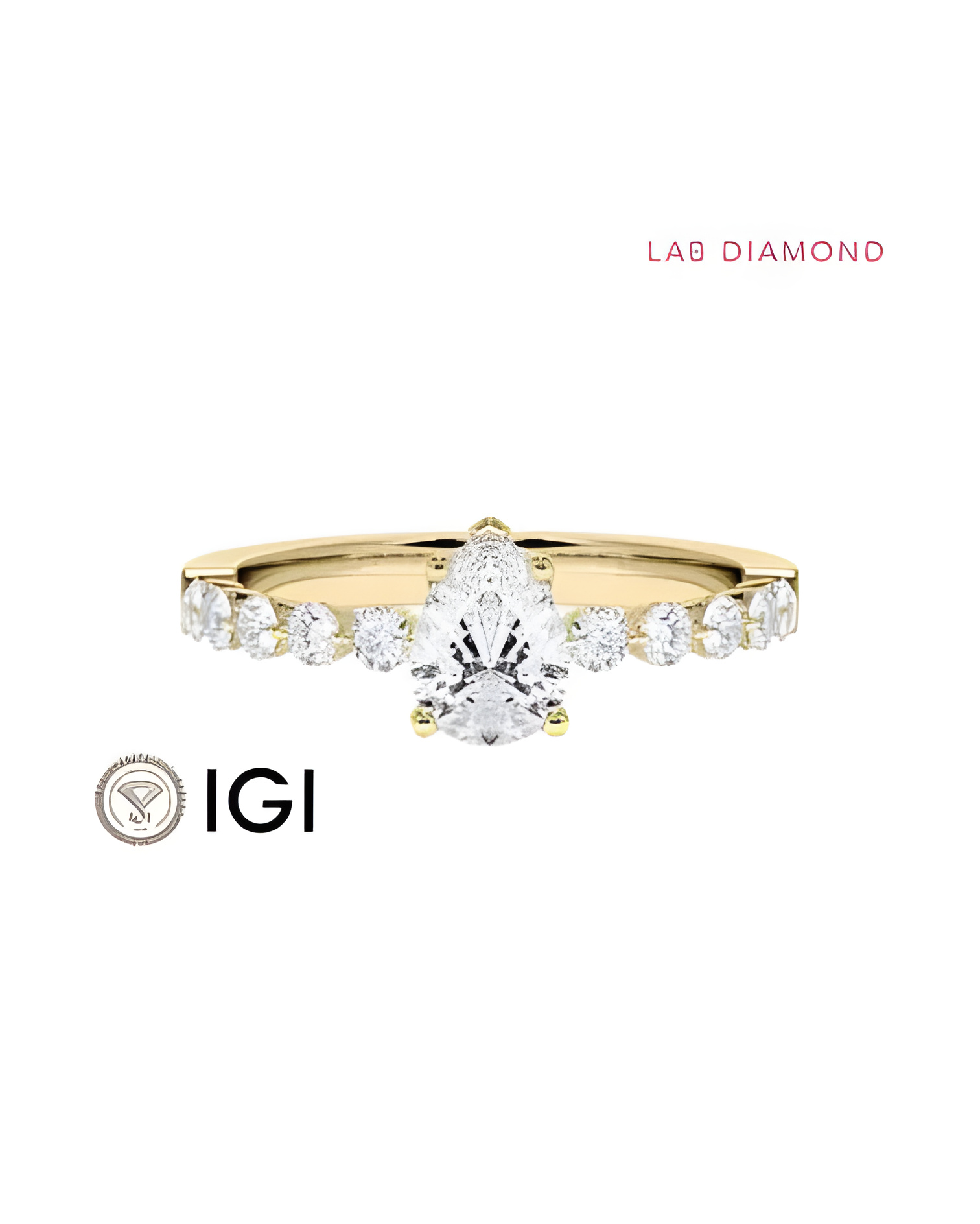 Anillo de compromiso con diamante de laboratorio lágrima | Staring