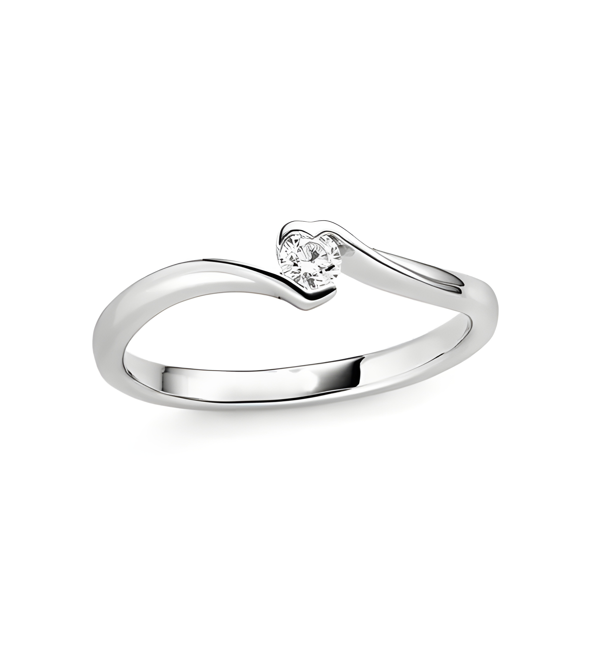 Anillo de compromiso fino y elegante en oro blanco al mejor precio