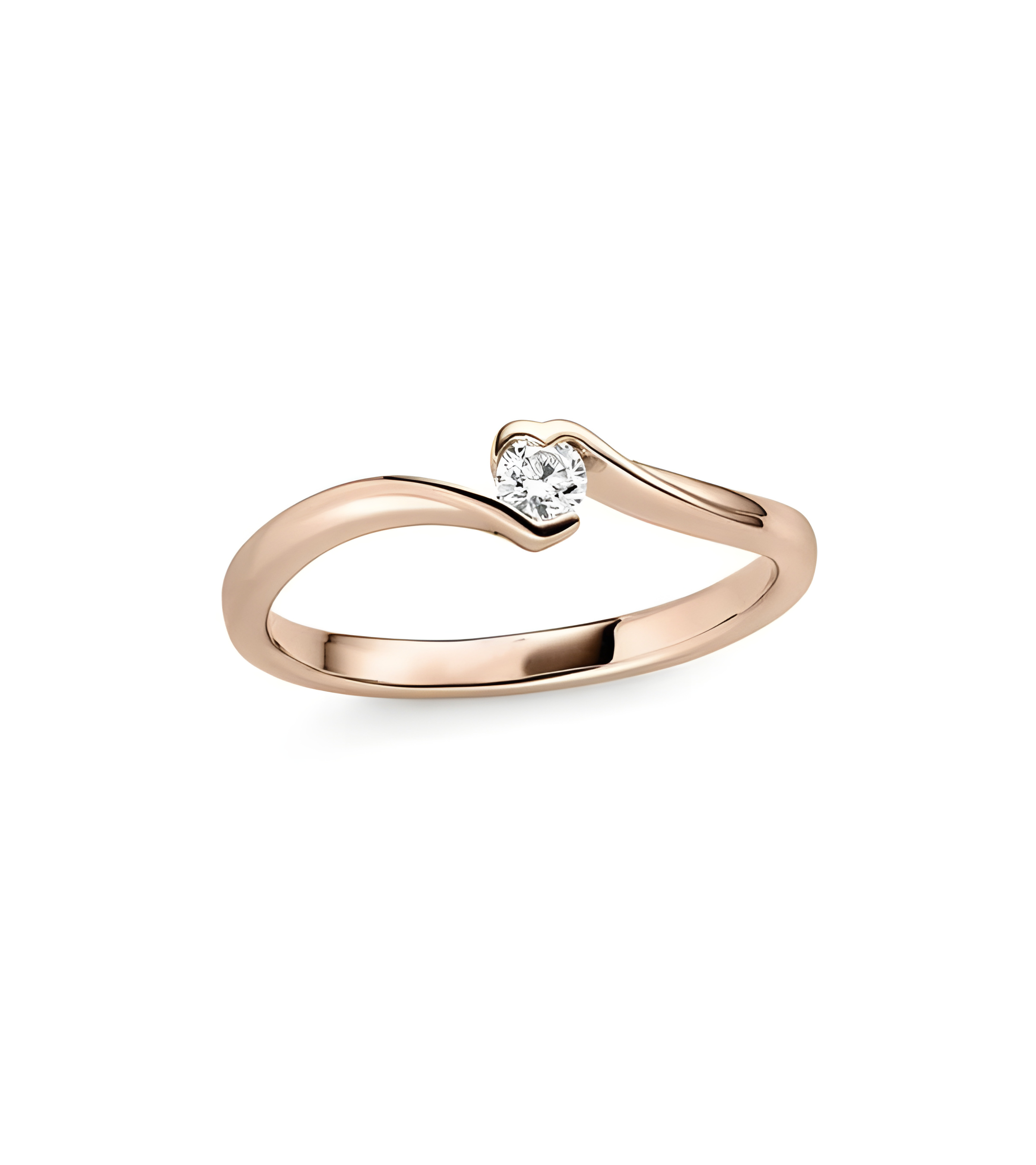 Original anillo de compromiso de oro rosa con diamante natural ético