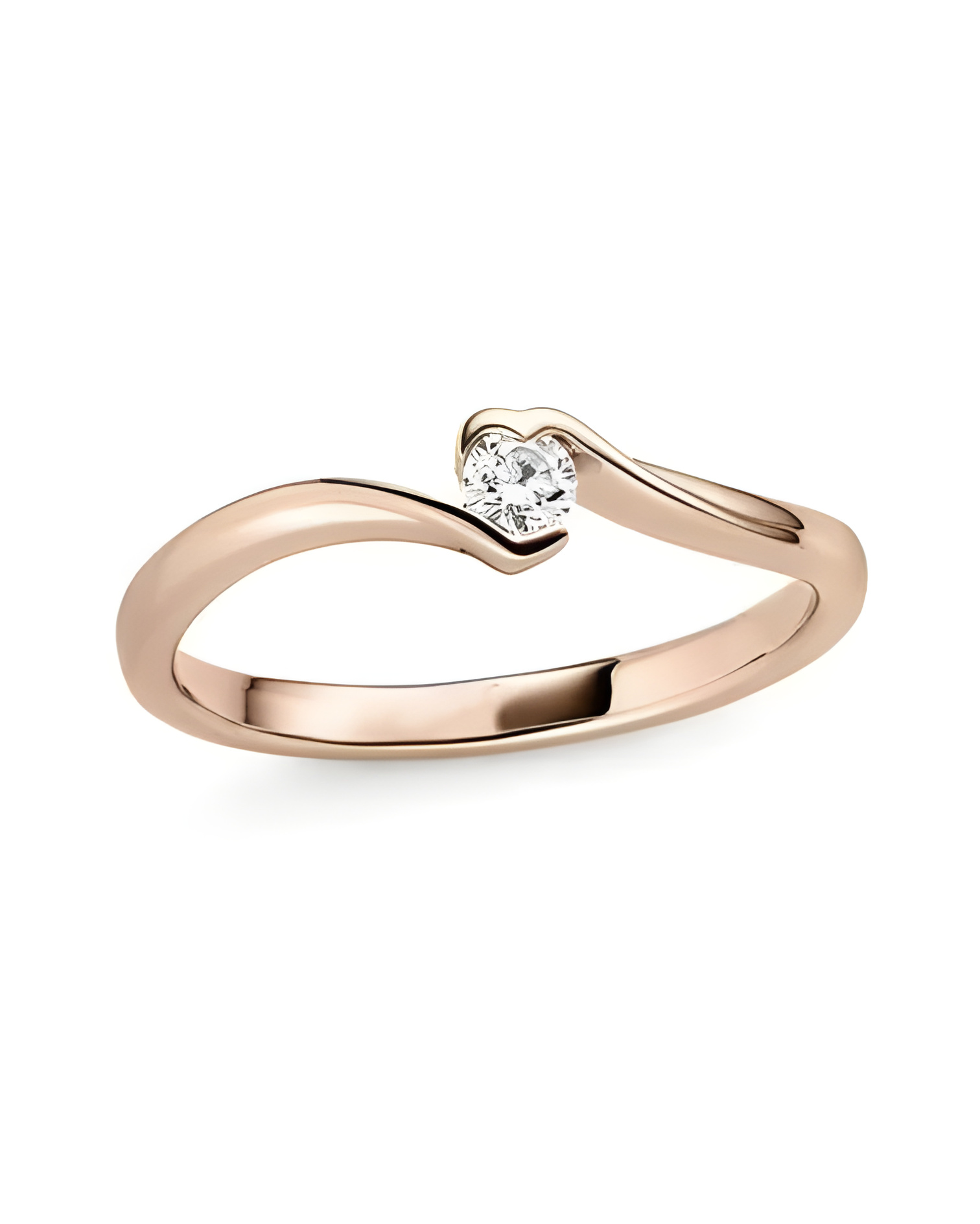 Original anillo de compromiso de oro rosa con diamante natural ético