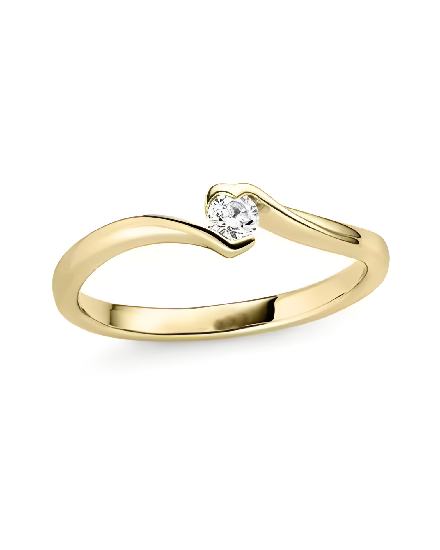 Anillo de compromiso oro amarillo con diamante corazón I Staring