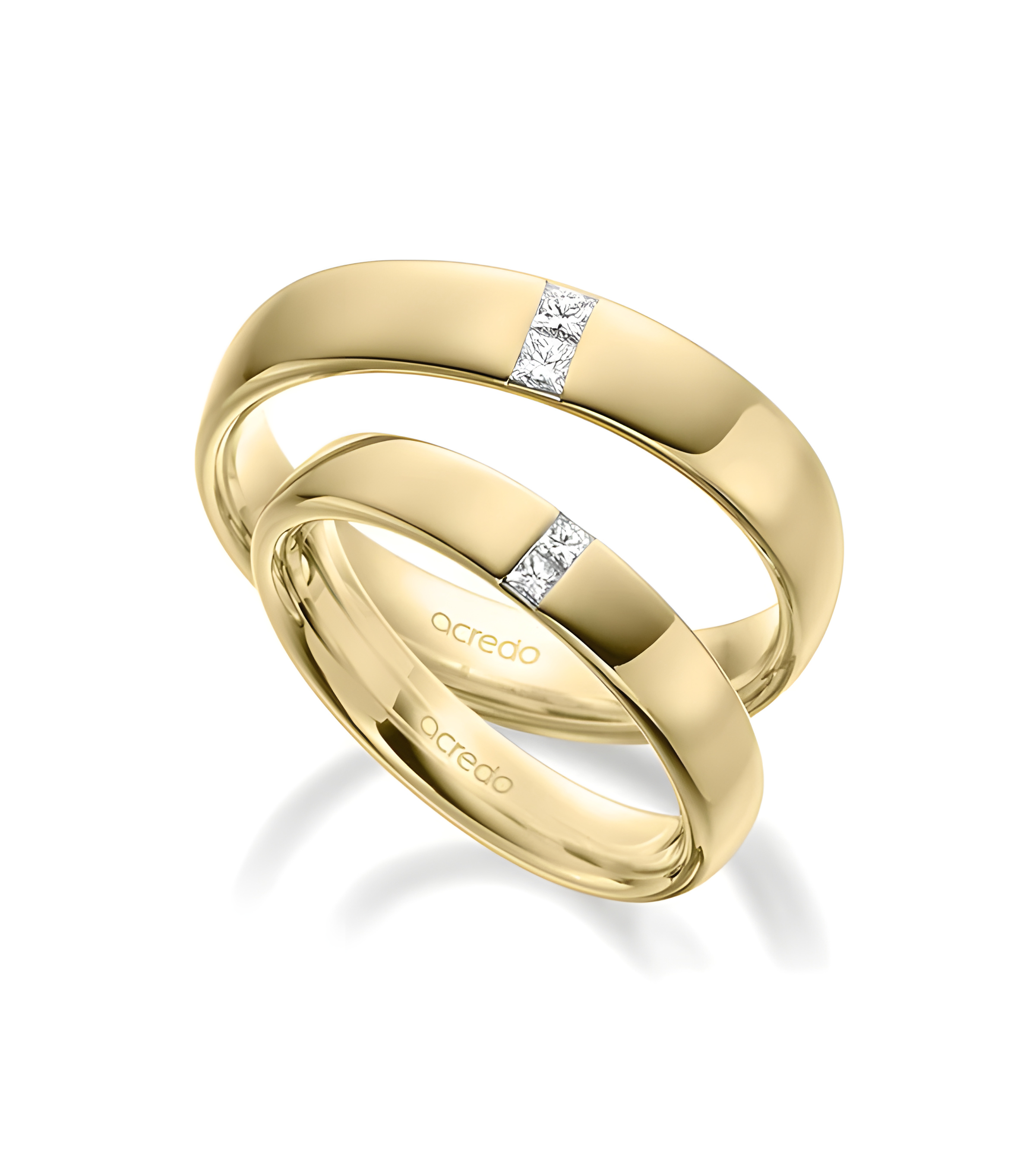 Anillos de boda clásicos con diamantes en oro amarillo de 14K o 18K