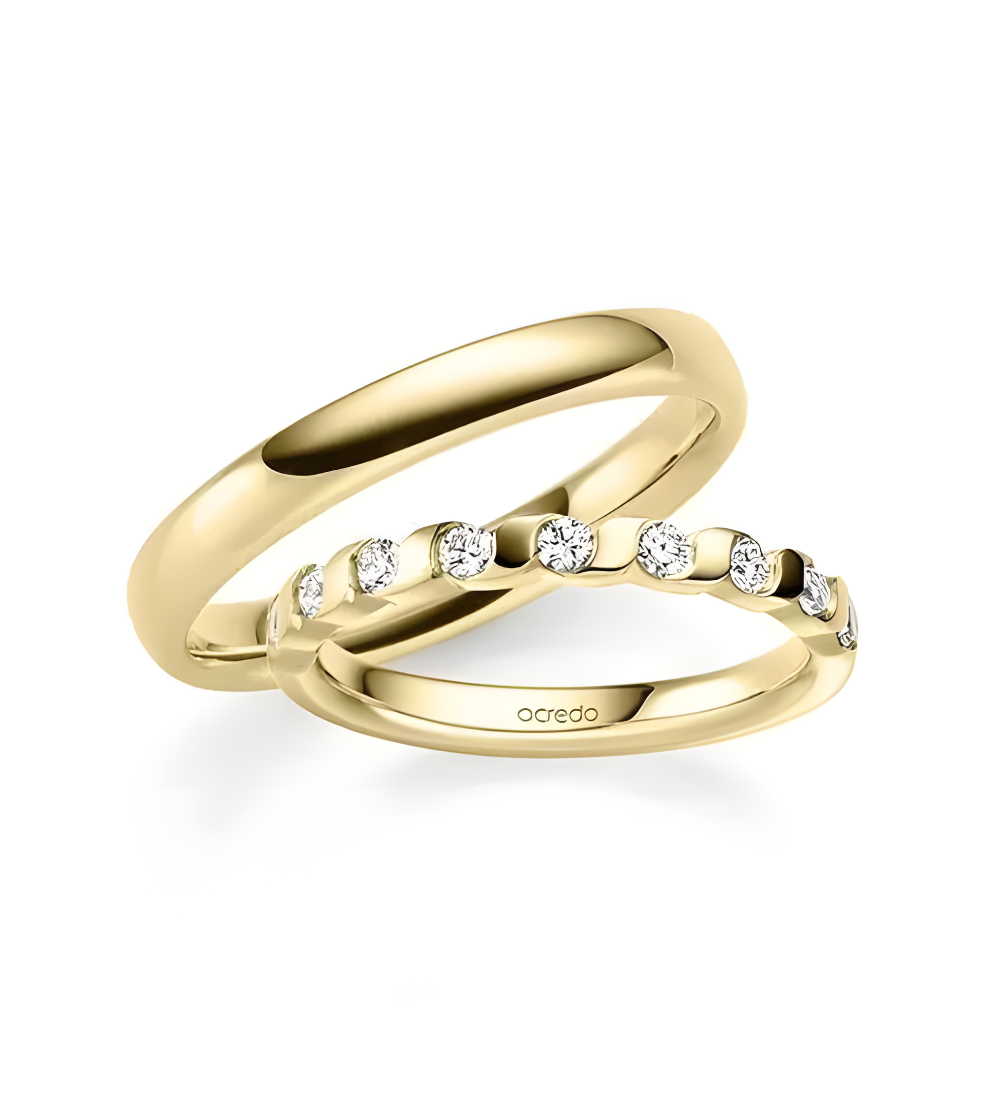 Los mejores anillos de boda dorados con media corona de diamantes