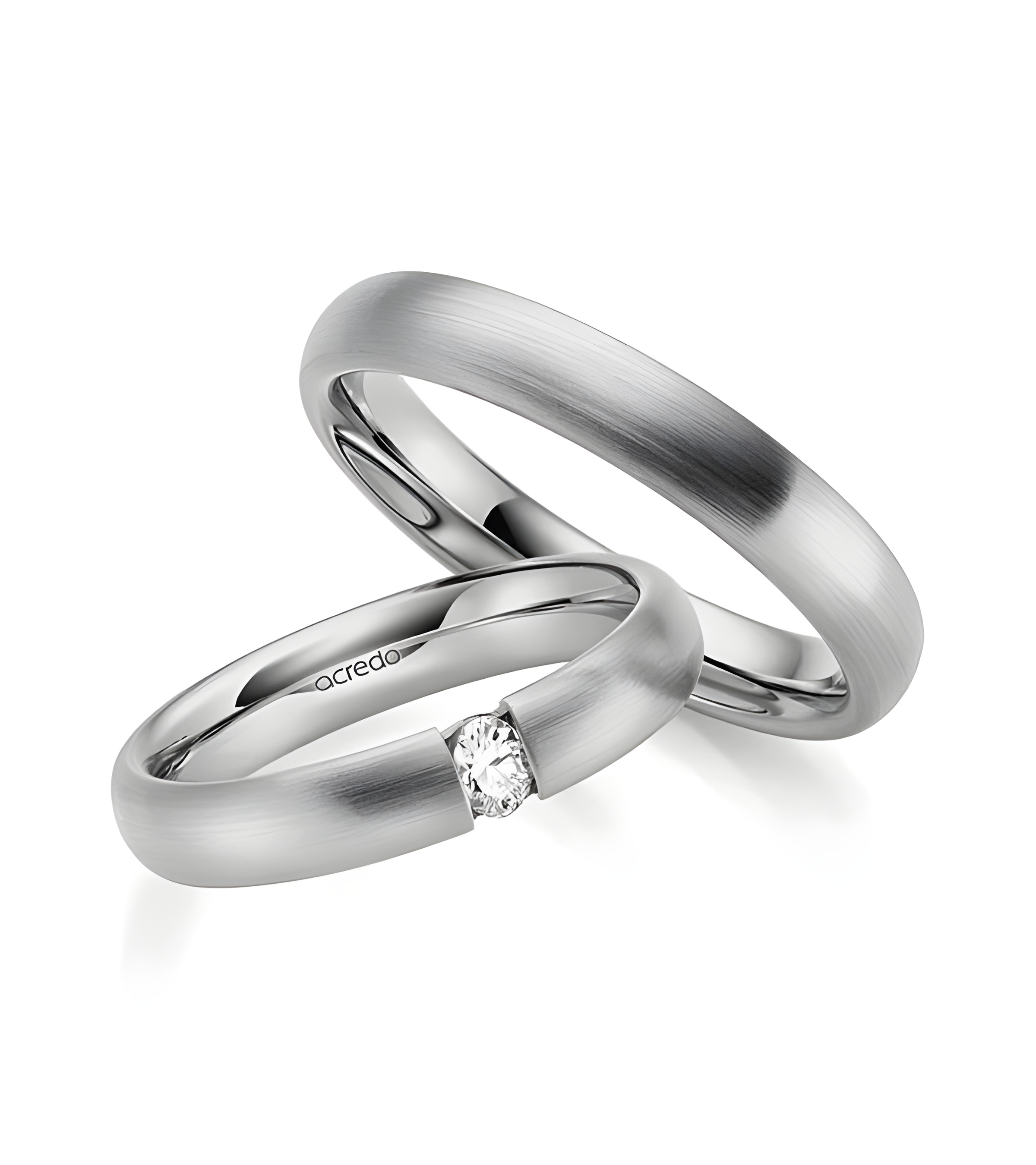 Alianzas exclusivas de matrimonio mate en Platino 950 en Tenerife I Staring