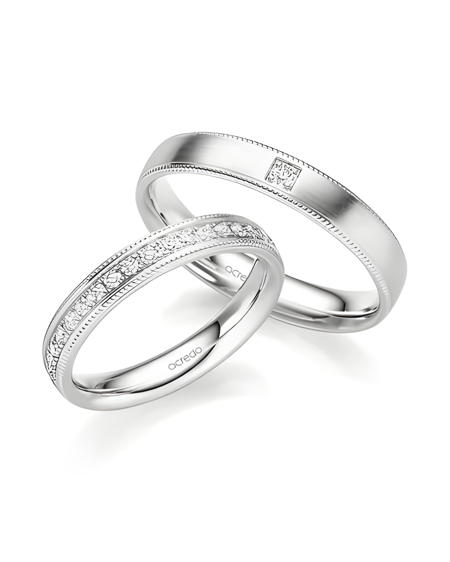 Anillos de boda con diamantes en oro blanco o platino personalizable