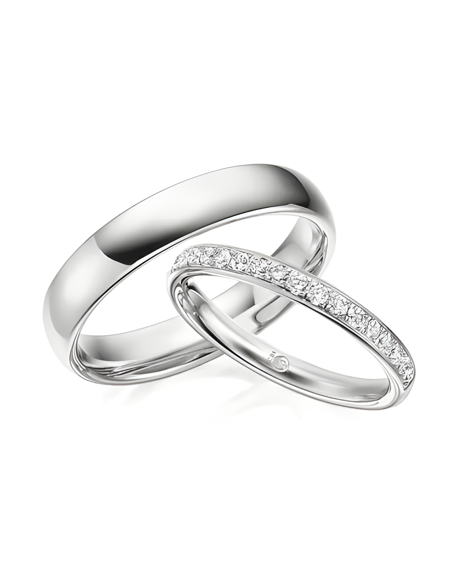 Finos anillos en oro blanco de 14K o 18K con media corona de diamantes - Alianzas de boda - 

