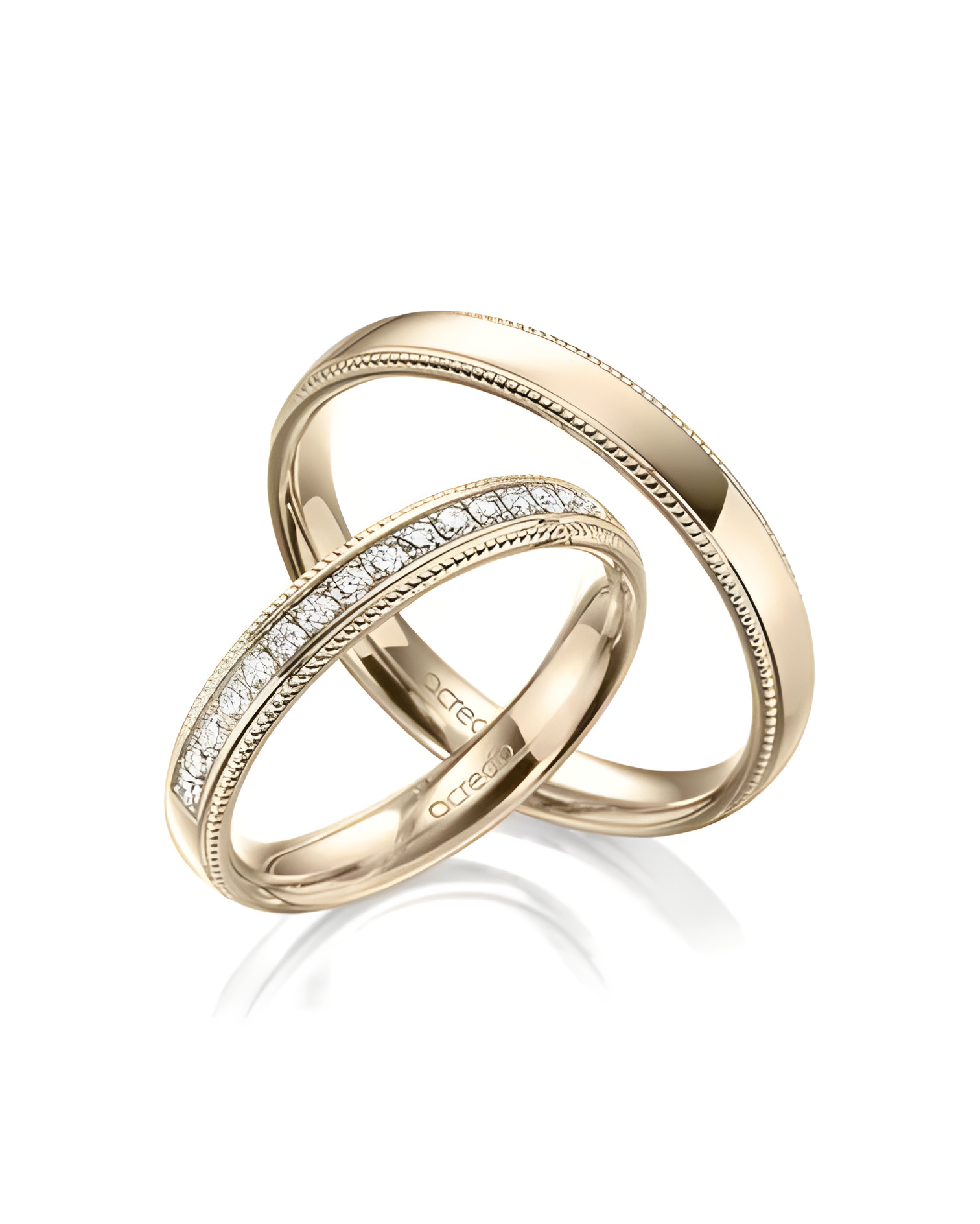 Preciosas alianzas de boda de oro rosa de 18K con diamantes naturales