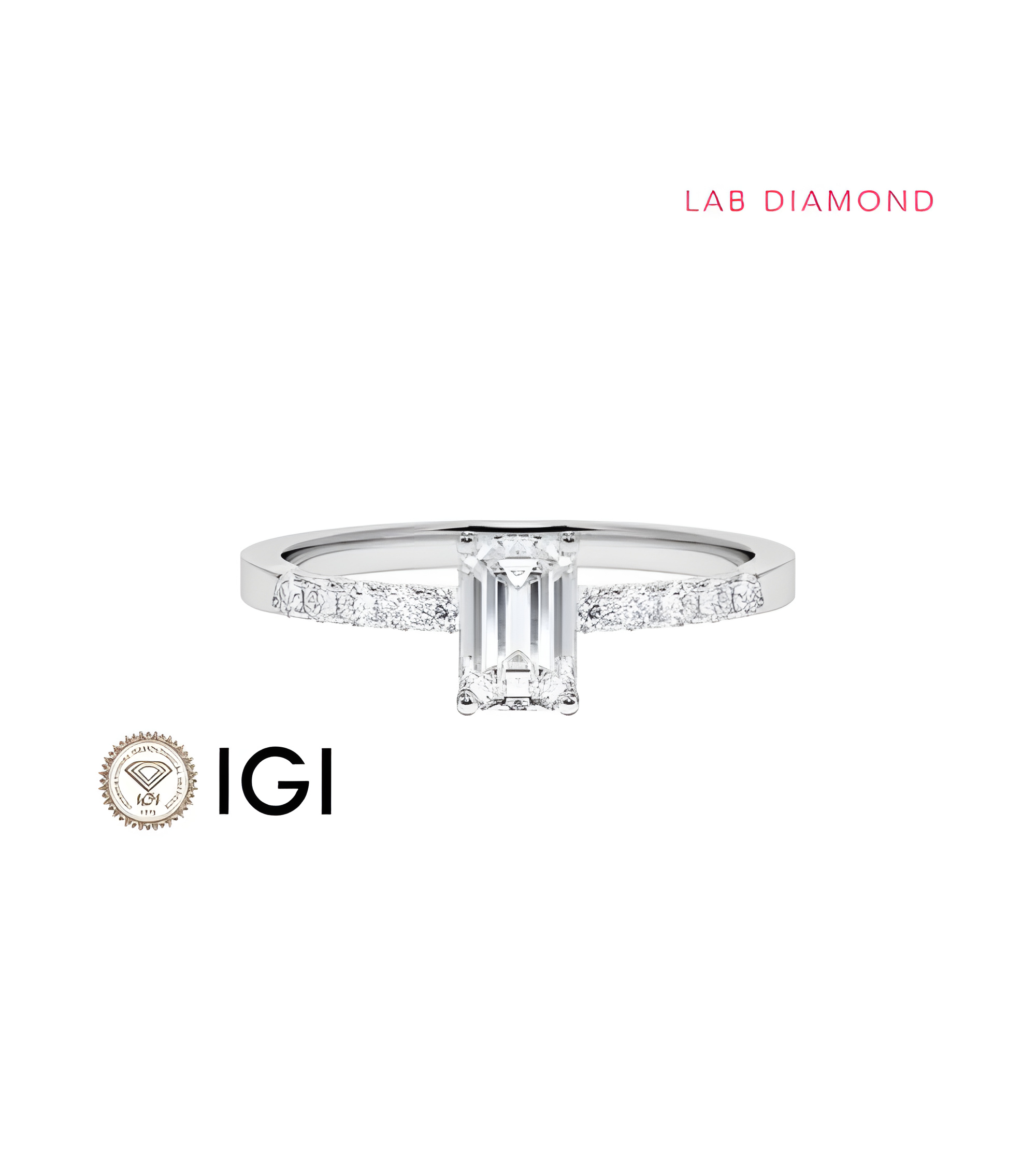 Anillo de compromiso con diamante ético rectangular | Staring