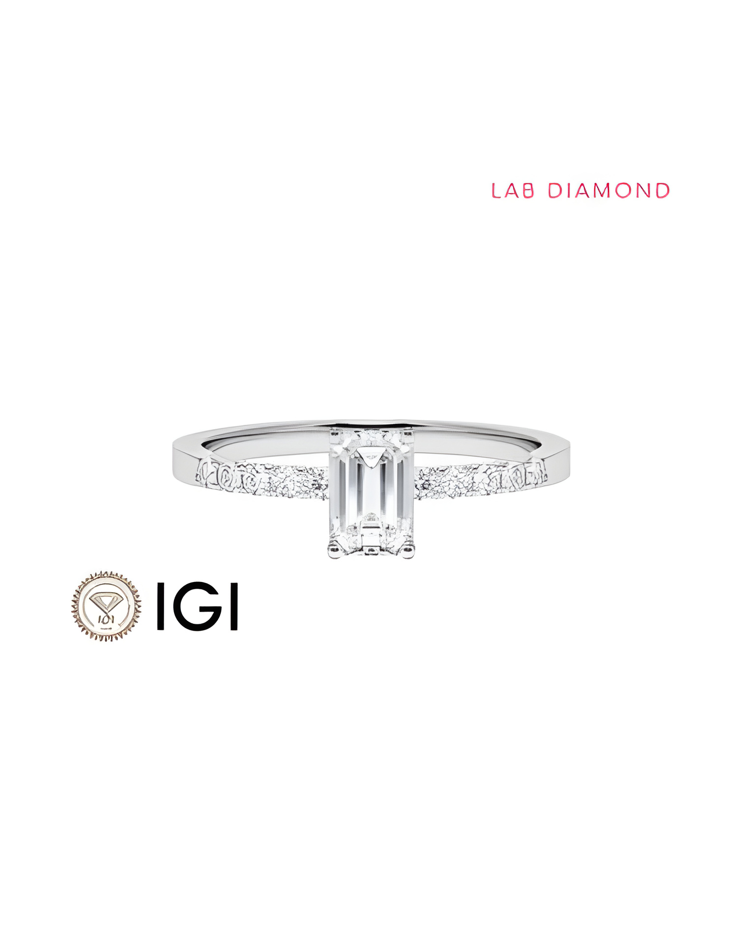 Anillo de compromiso con diamante ético rectangular | Staring