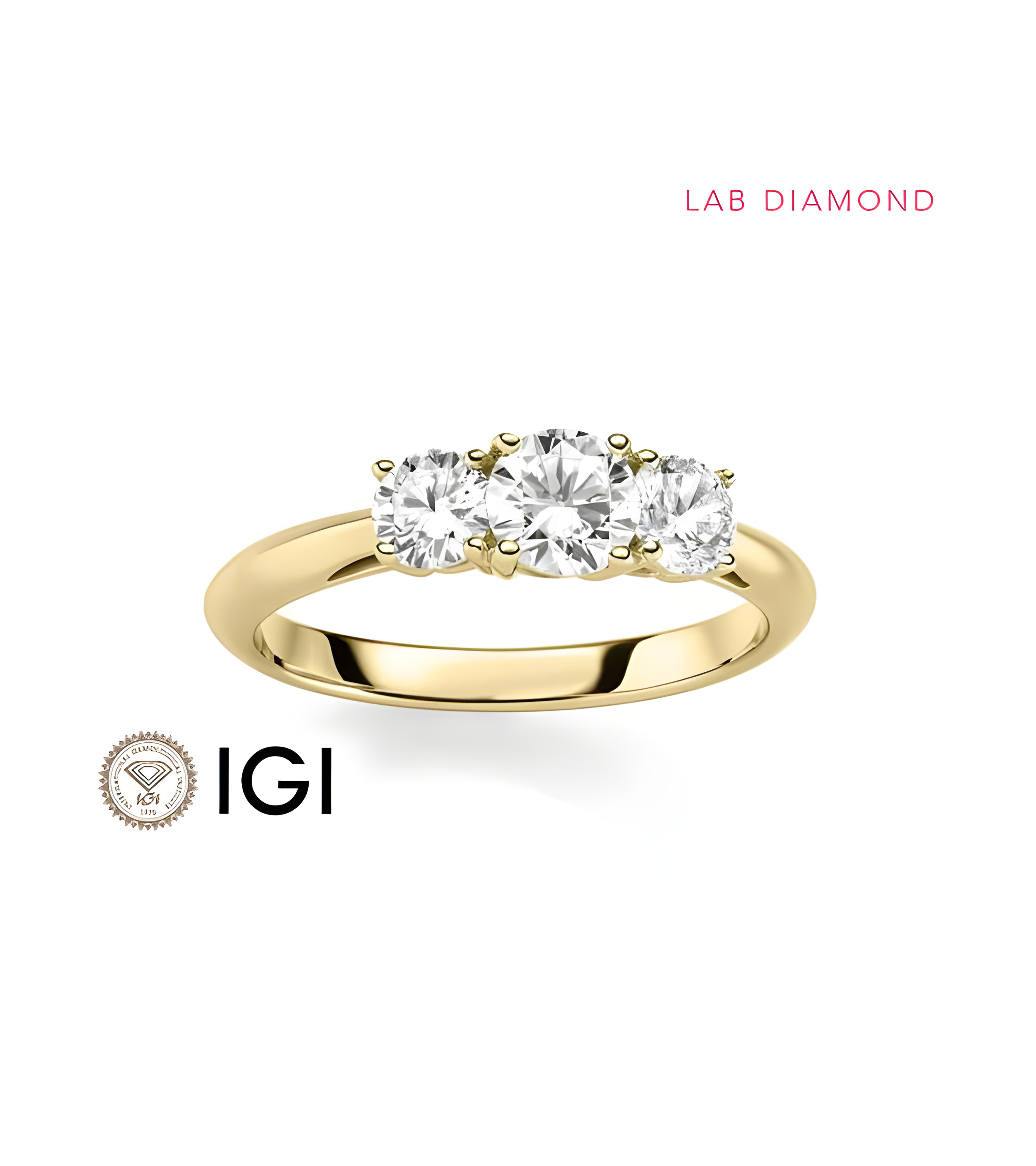 Anillo de oro para la pedida con 3 diamantes de laboratorio | Staring