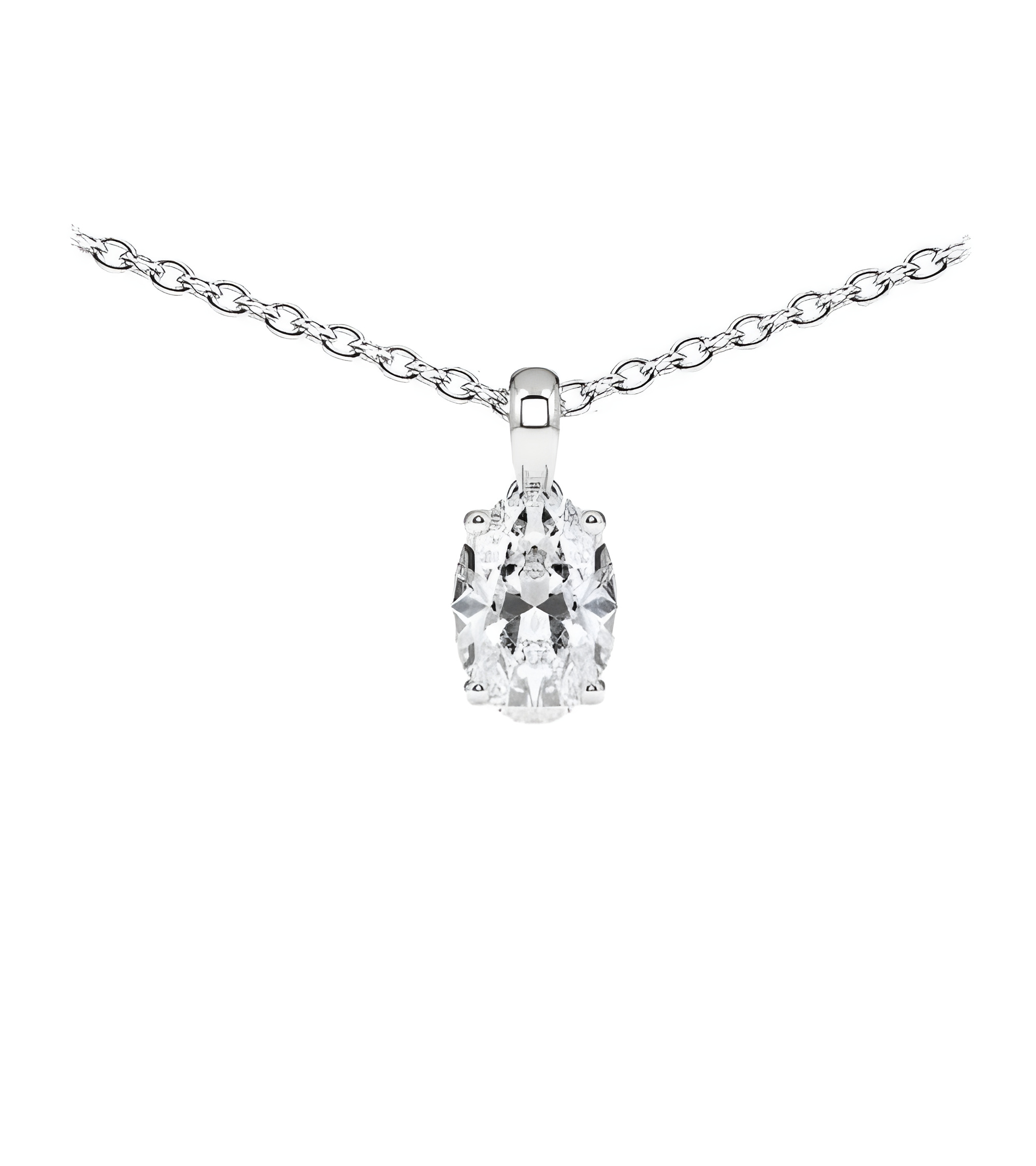 Collar de oro o platino con diamante oval de laboratorio | Staring
