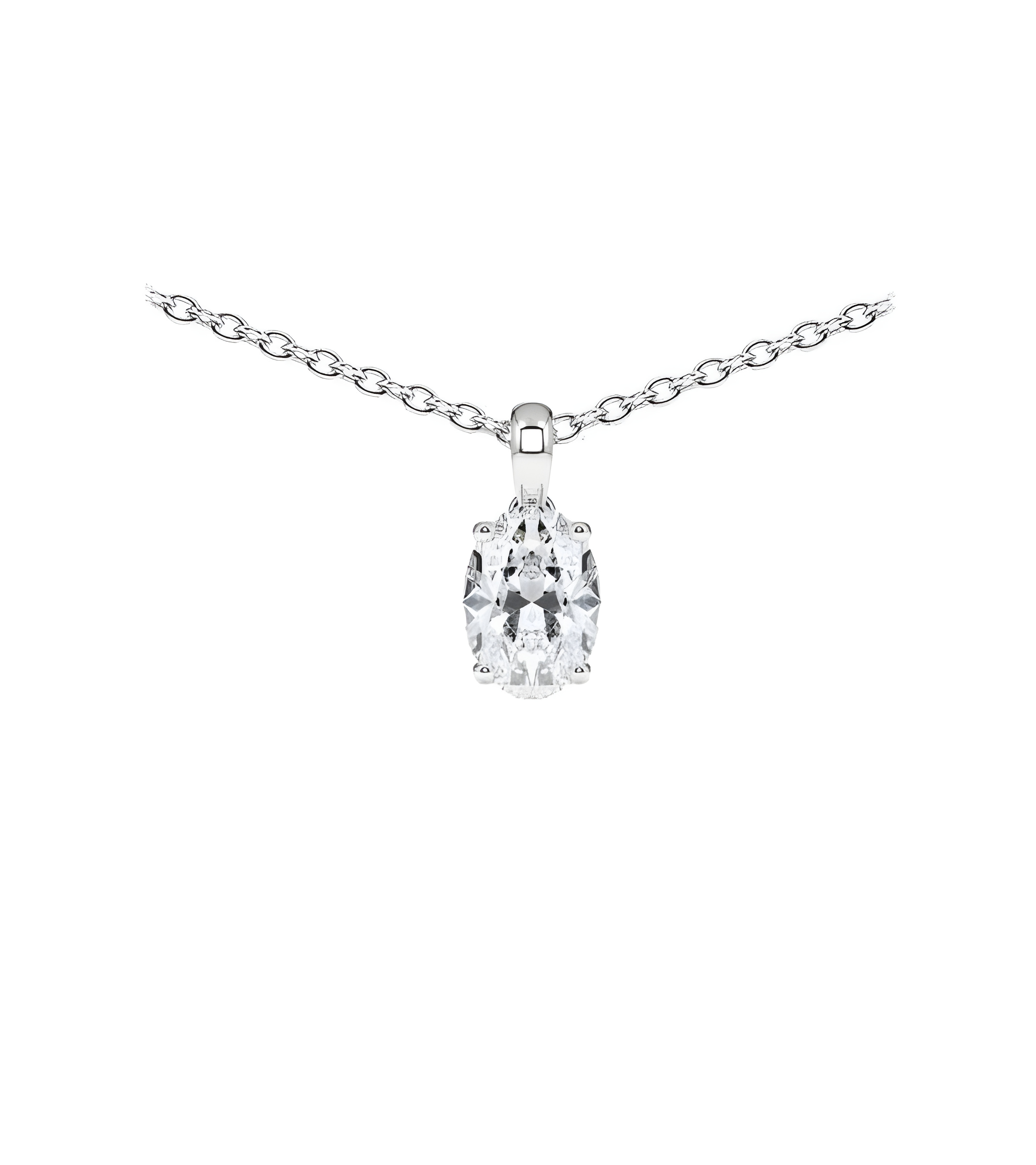 Collar de oro o platino con diamante oval de laboratorio | Staring