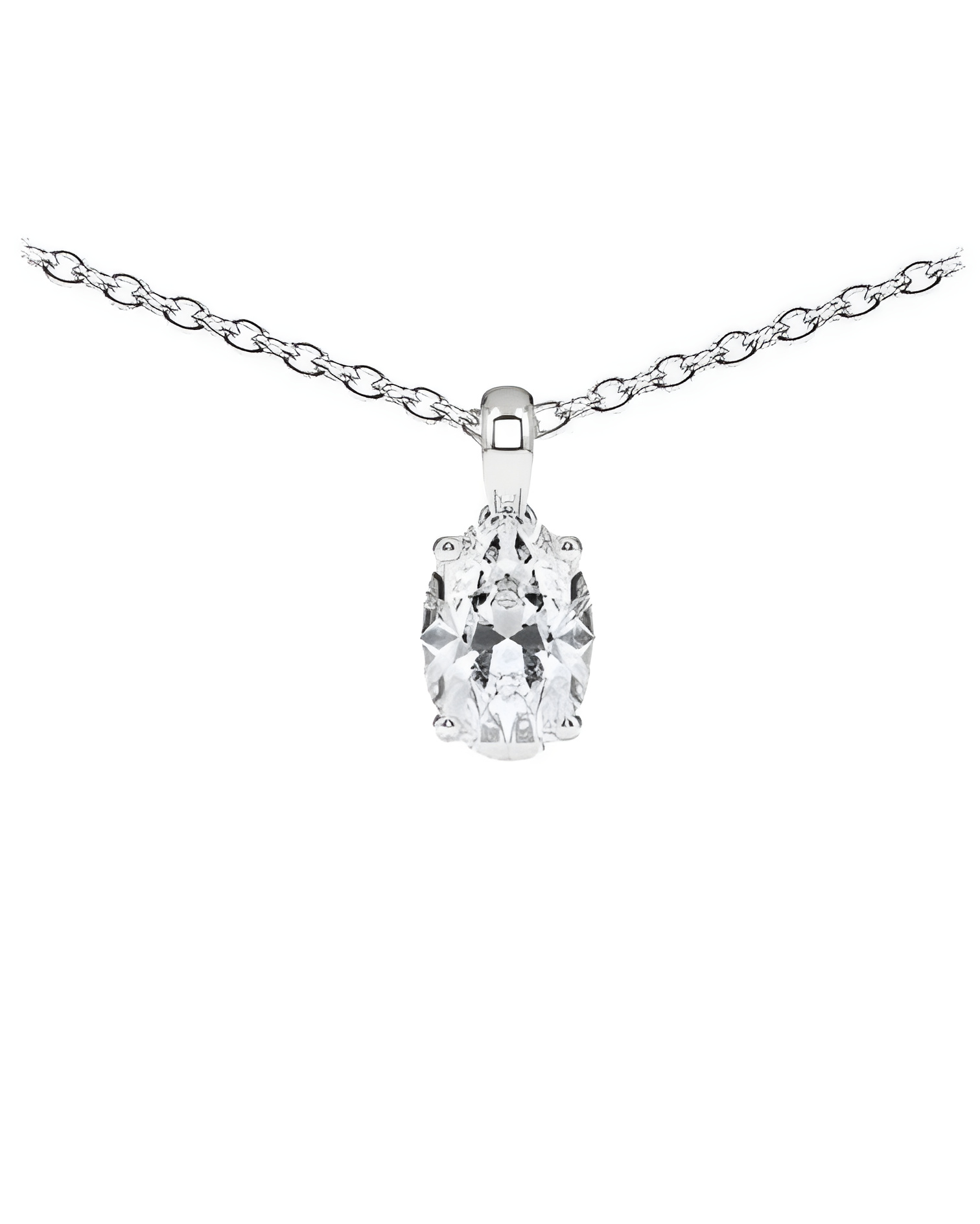 Collar de oro o platino con diamante oval de laboratorio | Staring