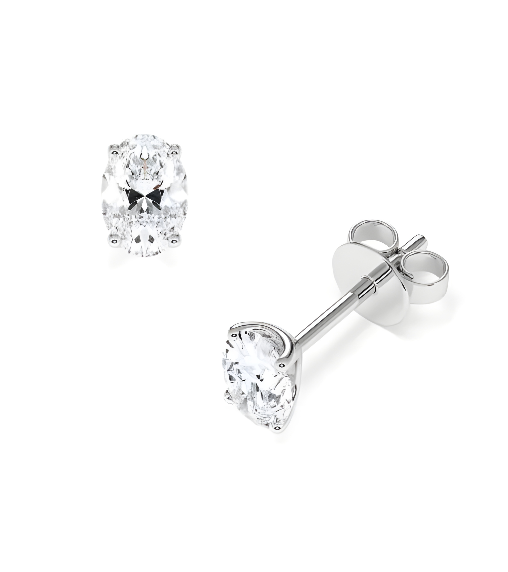 Aros económicos de oro blanco de 18 quilates con diamantes