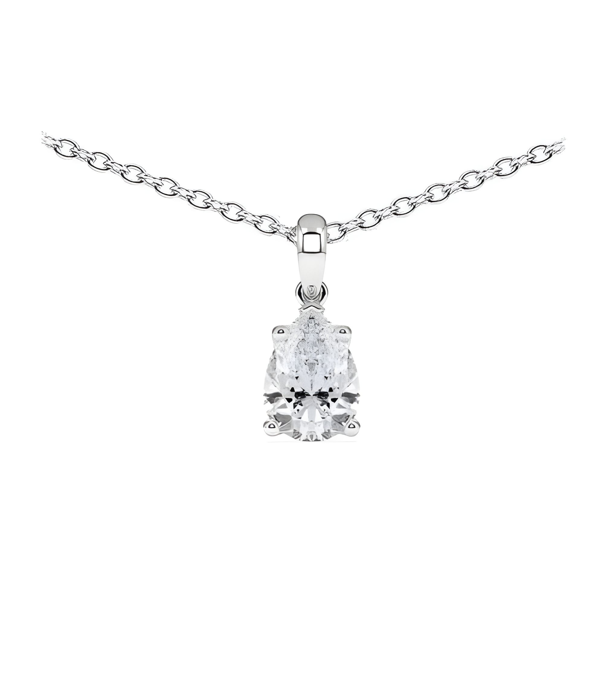 Collar de oro o platino con diamante lágrima de laboratorio | Staring