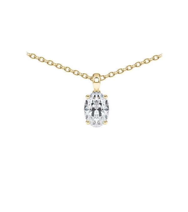 Collar de oro amarilo 18k con diamante oval de laboratorio | Staring