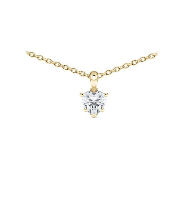 Collar de oro amarillo con diamante corazón de laboratorio | Staring