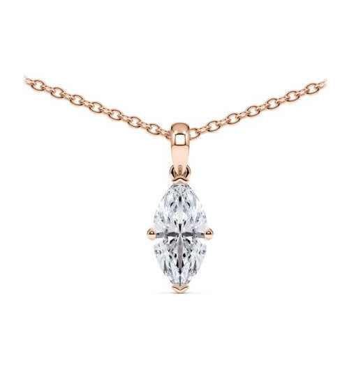 Collar de oro rosa con diamante marquesa de laboratorio | Staring